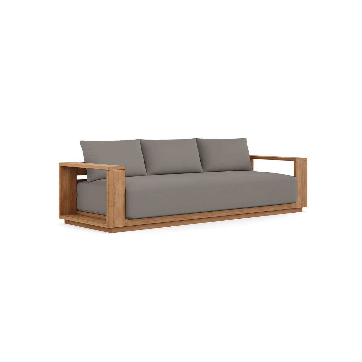 Bellawood 3 Person Teak Luxe Sofa in Charcoal by Lakeview Outdoor Designs - Angled - White Background thumbnail