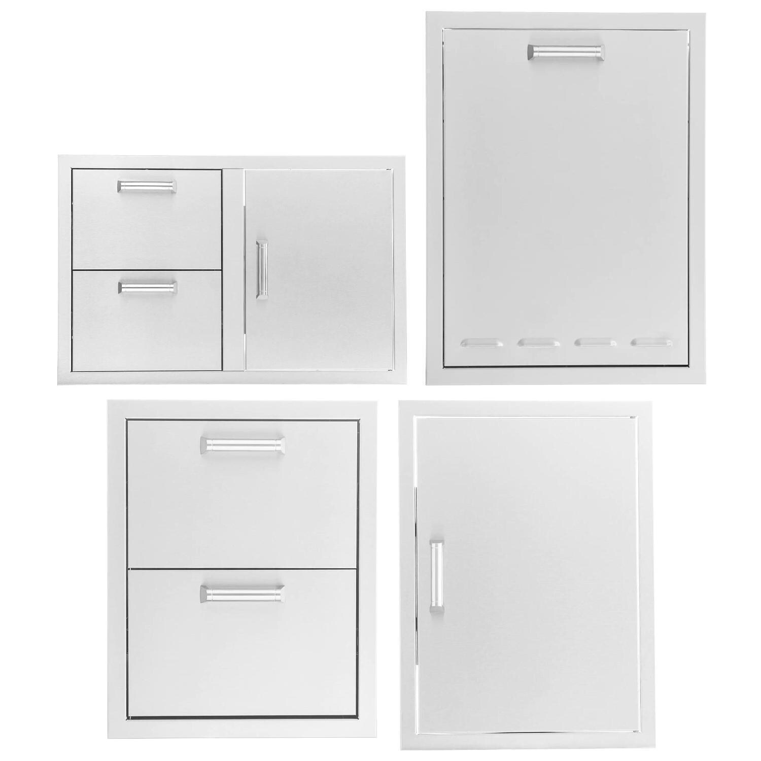 4 Pc 32-in Contempo/Traditional Door & Double Drawer Combo, Single Access Door, Double Drawer, & Propane Tank Drawer Outdoor Kitchen Storage Package by BBQGuys Signature