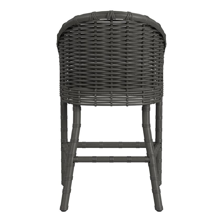 Cabo Resin Wicker Bar Stool in Kahlua/Soothe Pearl by Sunset West - Rear - White Background thumbnail