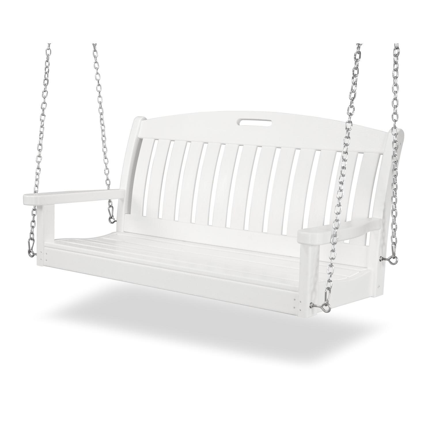 Nautical White Recycled Plastic Wood 48 Inch Patio Swing By POLYWOOD