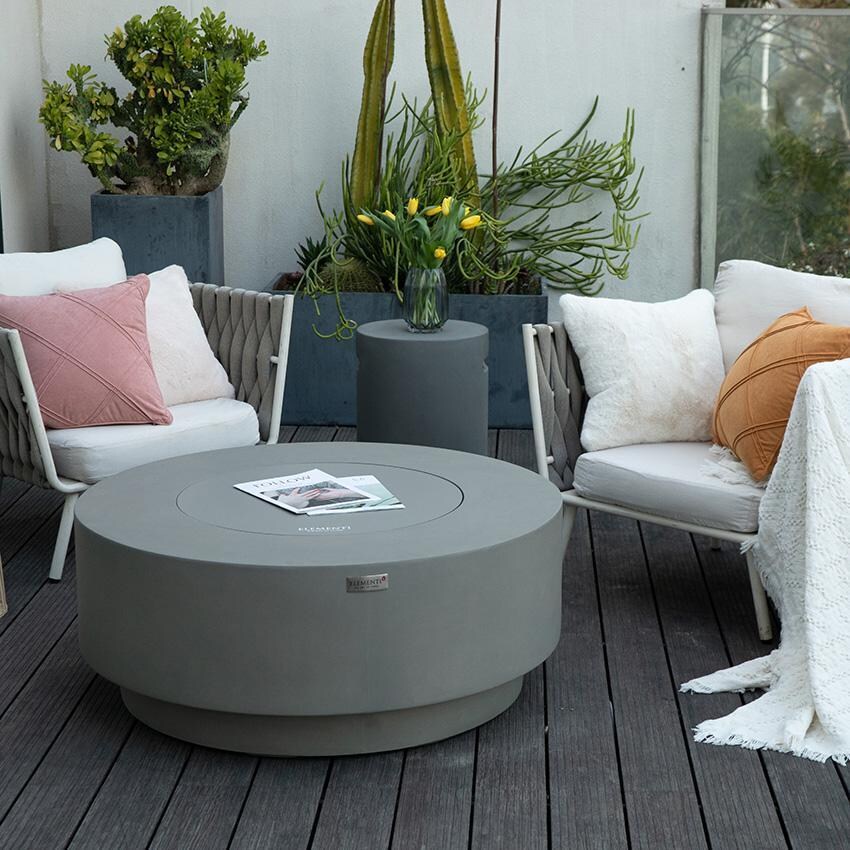 Elementi Colosseo OFG414LG-LP 41-Inch Propane Light Gray Fire Pit Table - Outside Covered With Aluminum Lid thumbnail