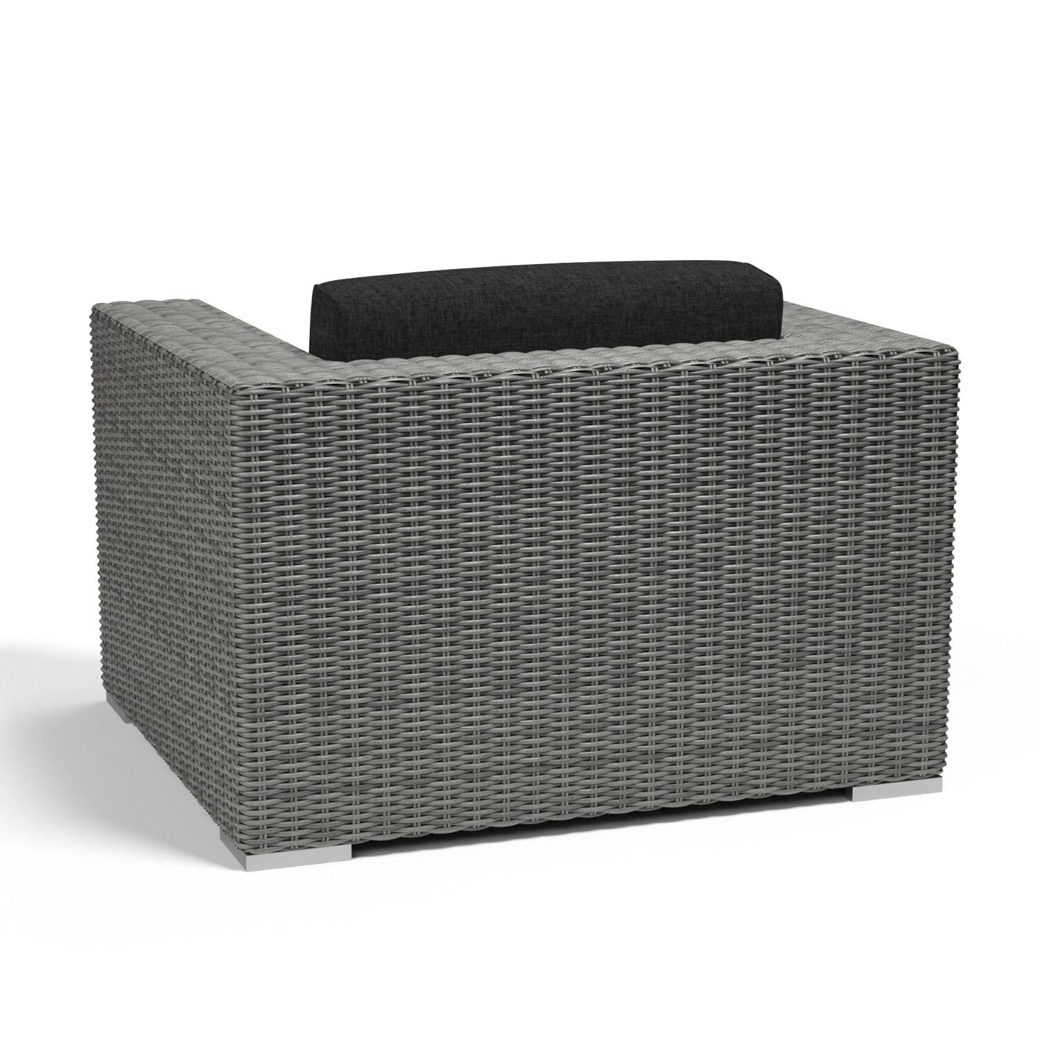 Sunset West - 1802-21-48085 - Emerald II Resin Wicker Patio Club Chair W/ Sunbrella Spectrum Carbon Cushions - Rear View thumbnail