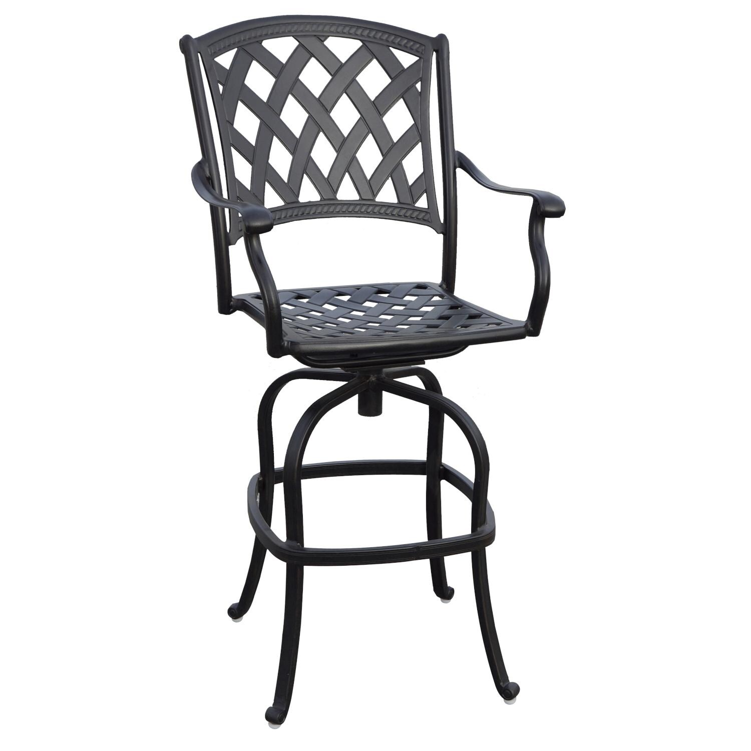 Darlee 201630-5PC-30F Ocean View 5 Piece Cast Aluminum Patio Bar Set W/ 42 Inch Round Table & Sesame Cushions - Bar Stool Frame thumbnail