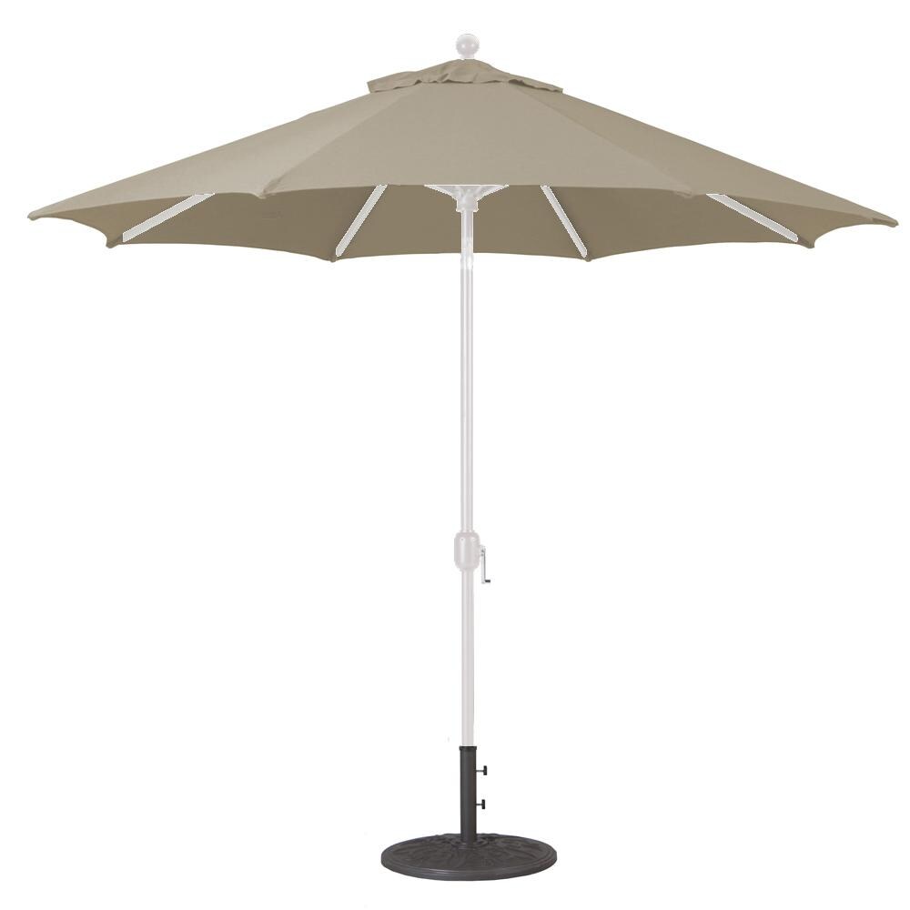 Galtech 9 Ft. Octagonal Aluminum Patio Market Umbrella W/ Crank Lift And Deluxe Auto Tilt - White Frame W/ Sunbrella Canvas Camel Canopy