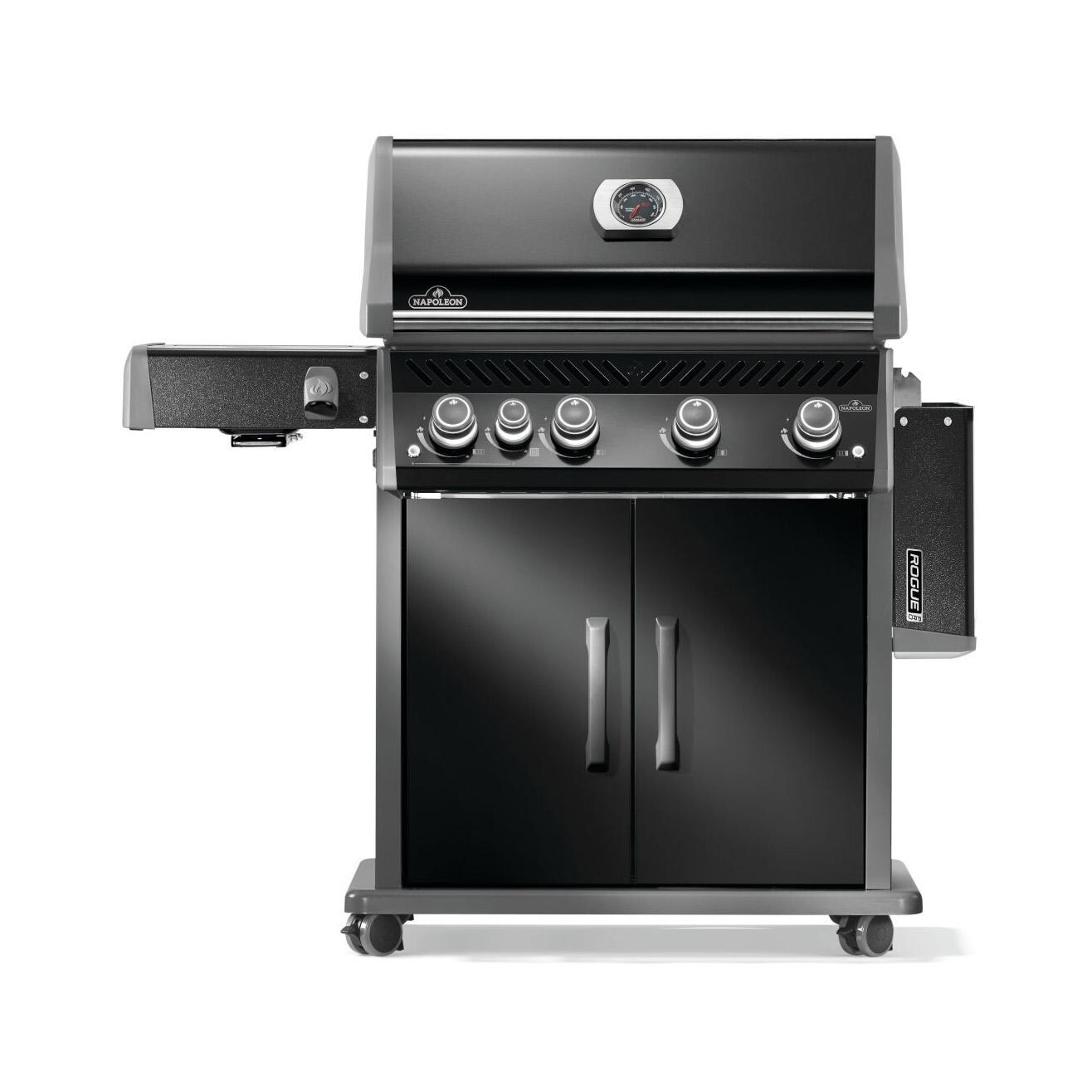 Napoleon RP525SIBNK-2 Rogue PRO 525 4-Burner Natural Gas Grill w/ Infrared Side Burner - Black - RP525SIBNK-2 - Shelf Down - White Background thumbnail