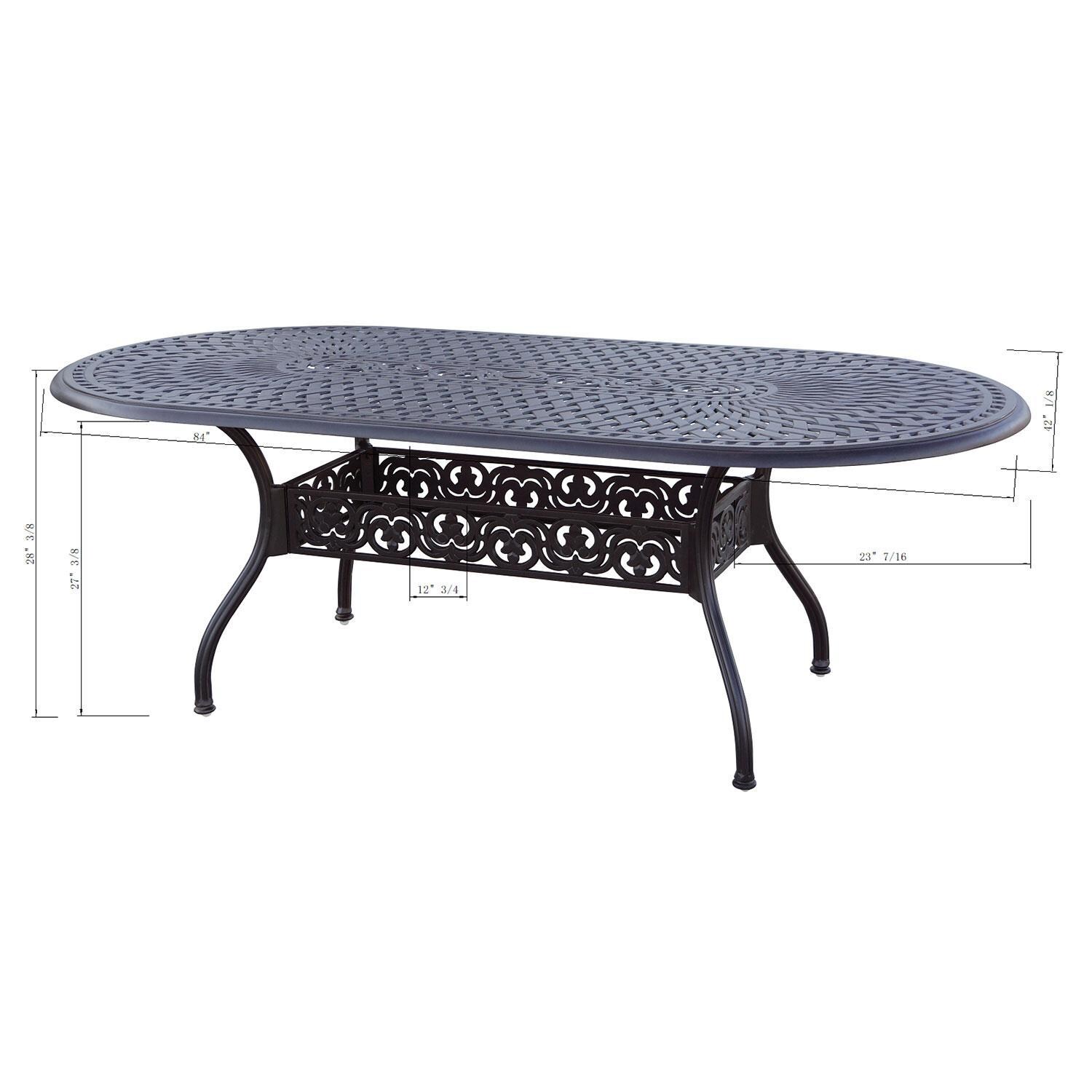 Darlee Santa Barbara 6-Person Patio Dining Set - Antique Bronze - Dining Table - White Background thumbnail