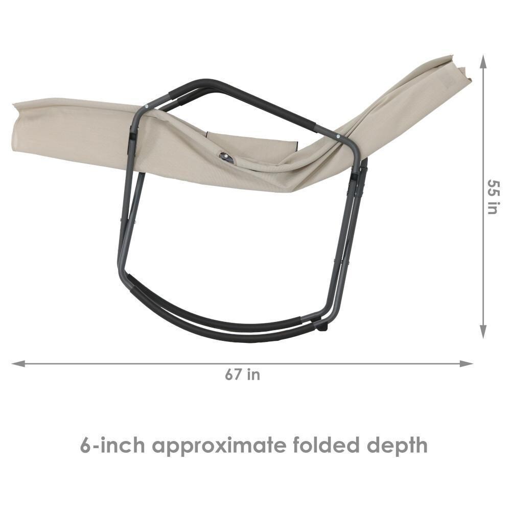 Ultimate Patio Outdoor Folding Rocking Chaise Lounge Chair W/ Headrest Pillow - Folded Chair - Dimensional thumbnail