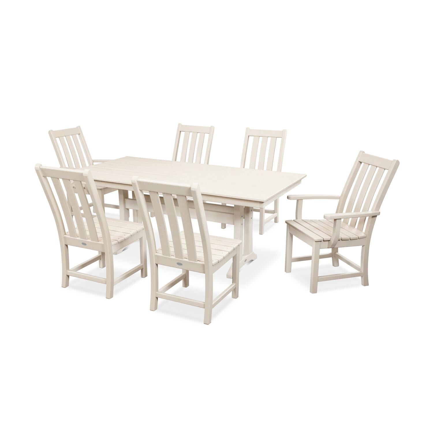 POLYWOOD PWS340-1-SA Vineyard 7-Piece Farmhouse Trestle Dining Set thumbnail