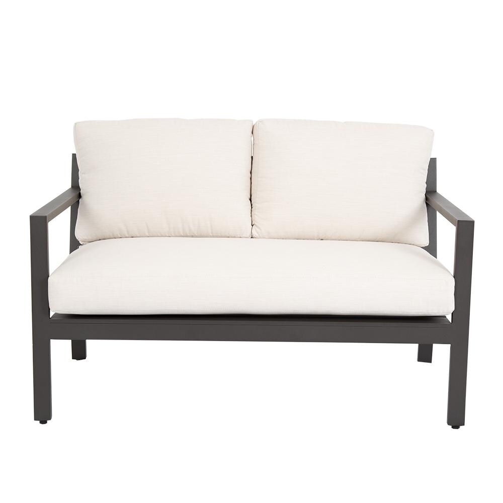 Sunset West - 321-22-48114 - Mesa Aluminum Patio Loveseat W/ Sunbrella Cast Pumice Cushions - Front View thumbnail