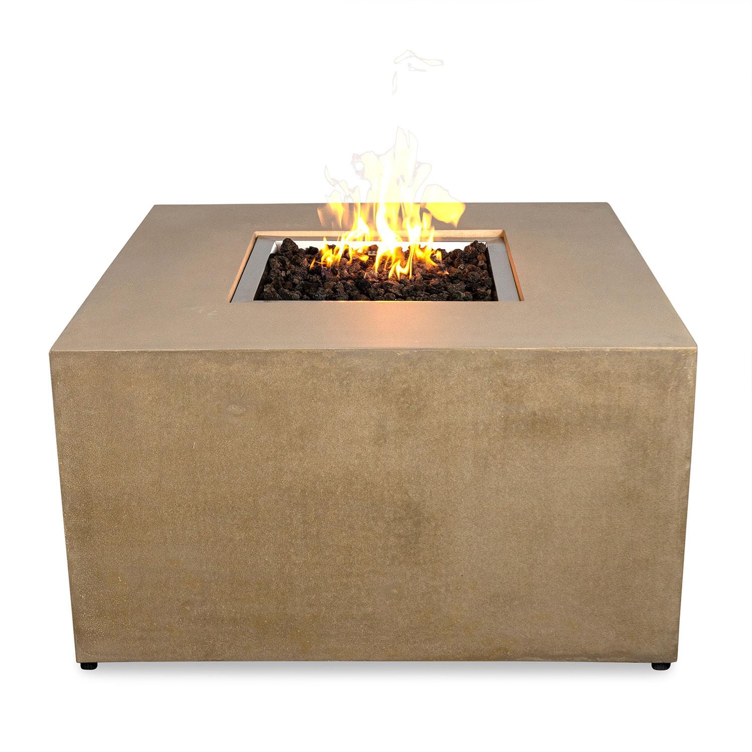 Glenwood 42-in Square Concrete Propane Fire Pit w/ Hidden Propane Tank in Sand by Lakeview Outdoor Designs