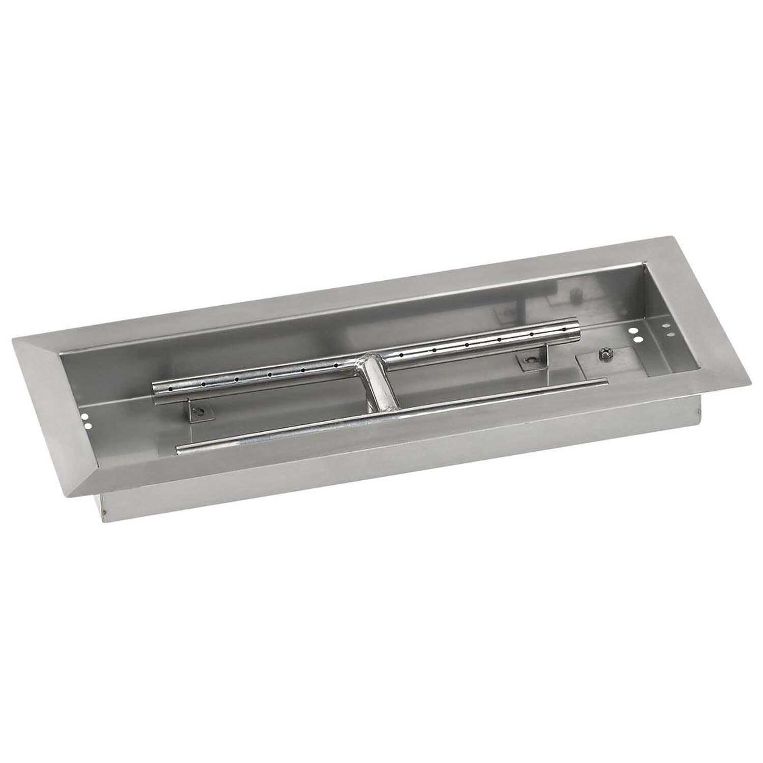 BBQGuys Signature 18 X 6 Inch Stainless Steel Rectangular Drop-In Fire Pit Pan with Spark Ignition Kit - Natural Gas - Pan - White Background thumbnail