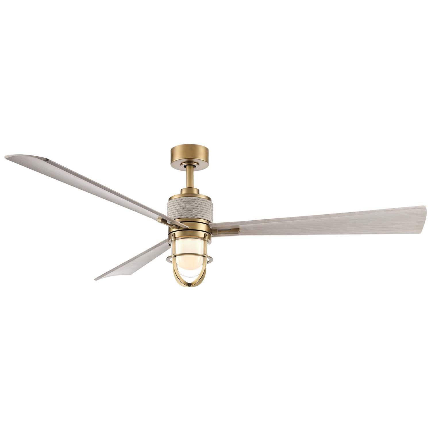65-in Nauticus Fan in Legacy Brass w/ Warm Coastal Driftwood Blades by Minka-Aire - F768L-LBR/WCD