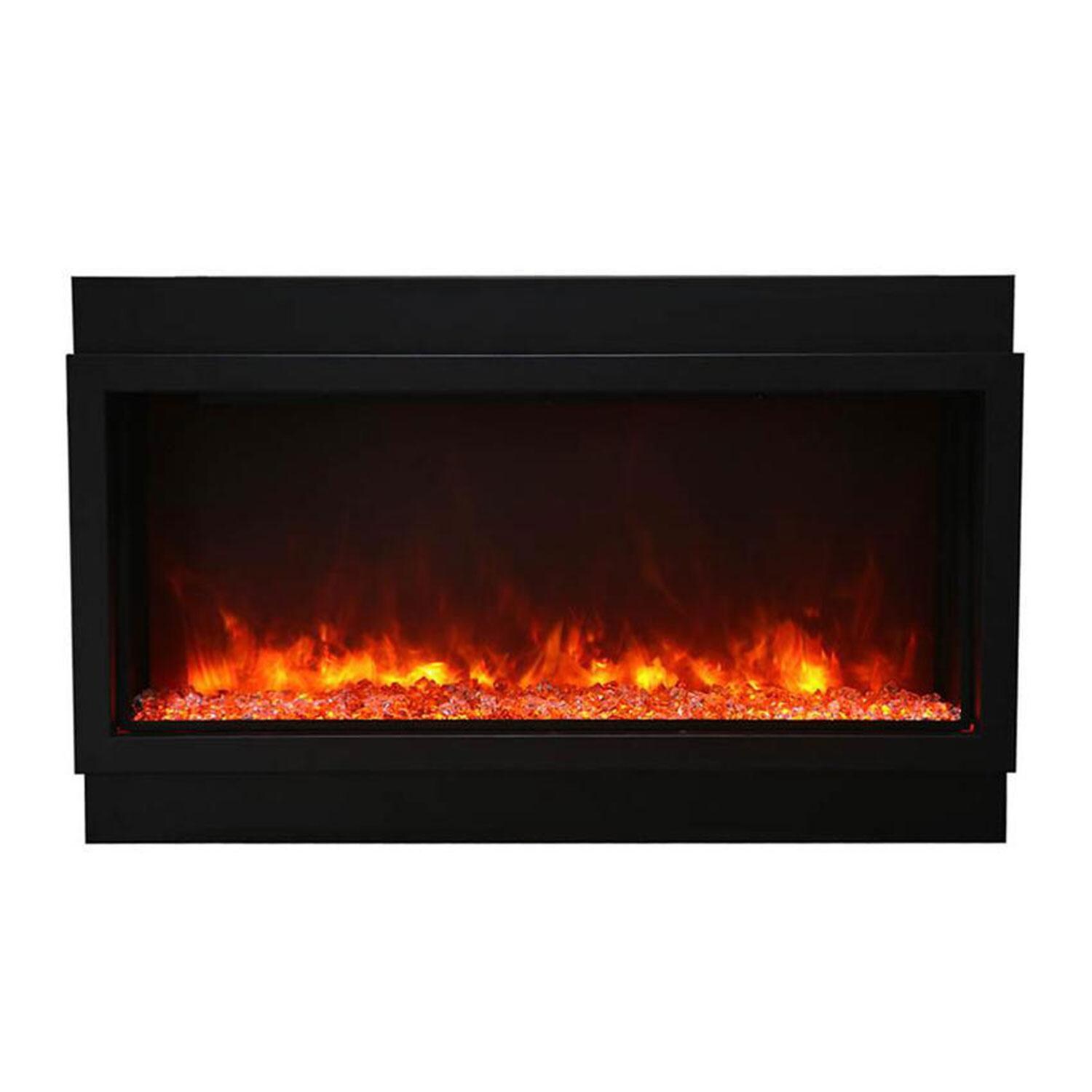 Amantii Panorama Series Deep 50-Inch Built-In Electric Fireplace - Indoor/Outdoor - BI-50-DEEP-OD - Orange W Logs - Angle thumbnail