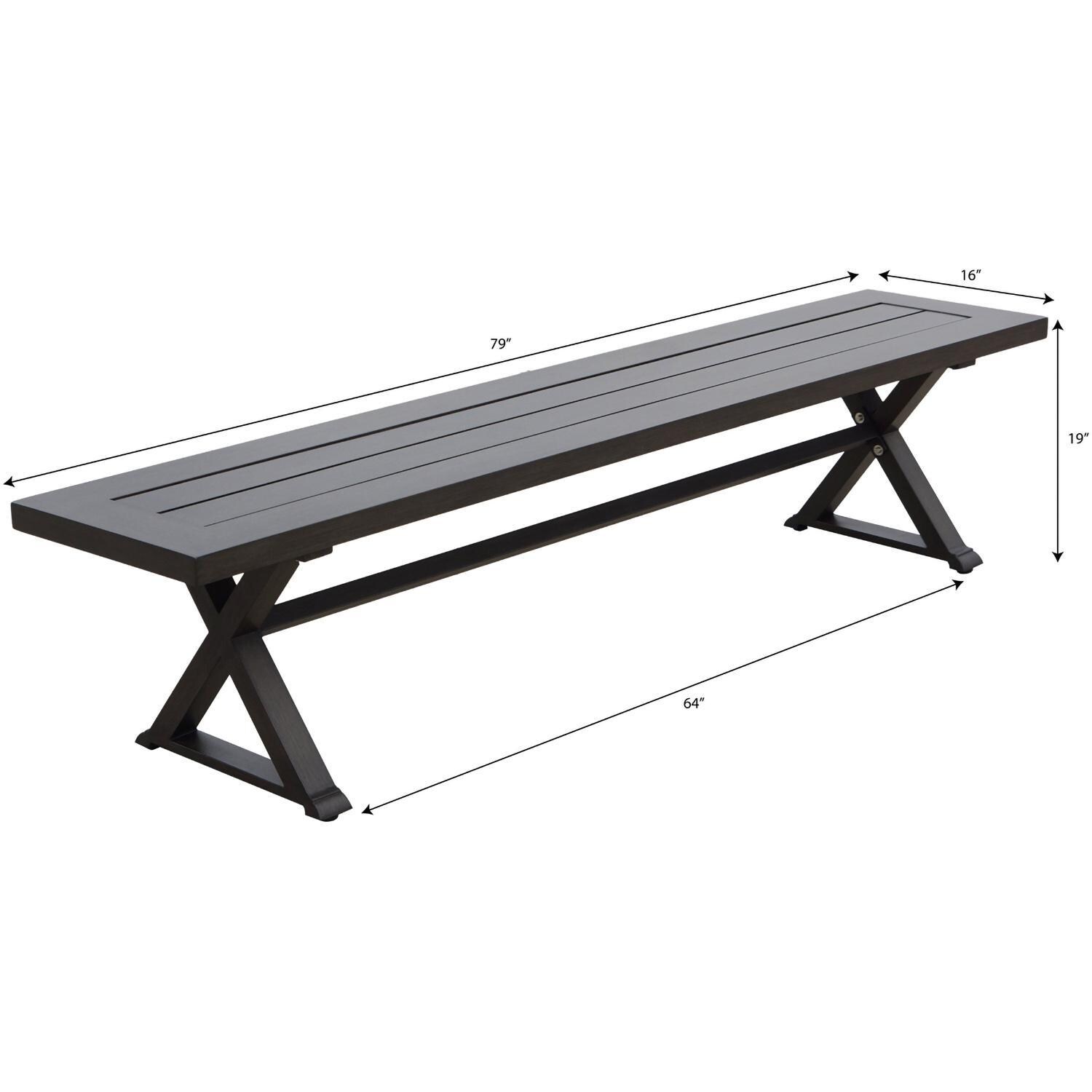 Darlee Brooklyn Patio 79-Inch Bench with Sesame Cushion - Bench Dimensions - Dimensional thumbnail