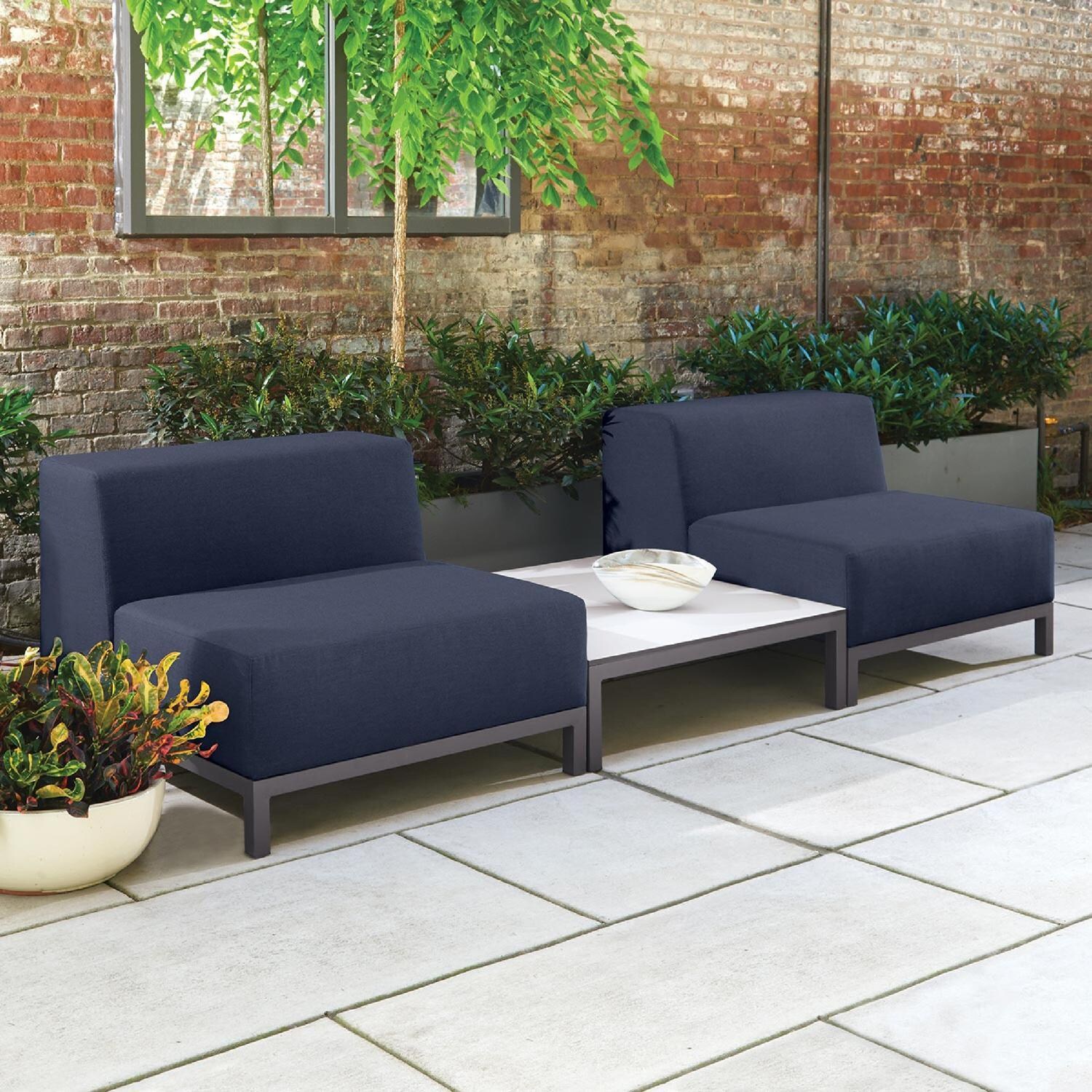 Koral 3 Pc Aluminum Seating Set in Carbon/Spectrum Indigo by Oxford Garden