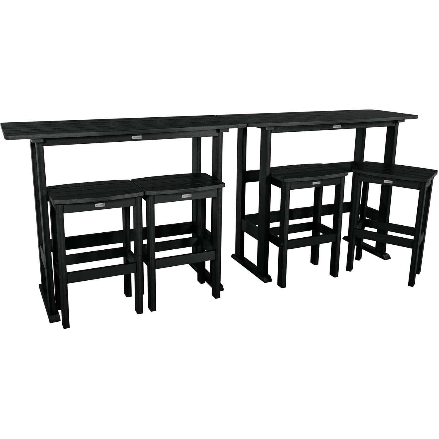Hart Lane 6 Pc Recycled Plastic Bar Height Dining Set in Black By Lakeview Outdoor Designs - White Background thumbnail