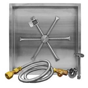 Firegear 26-Inch Square Burning Spur Propane Gas Fire Pit Burner Kit - Thermocouple Manual Safety Ignition