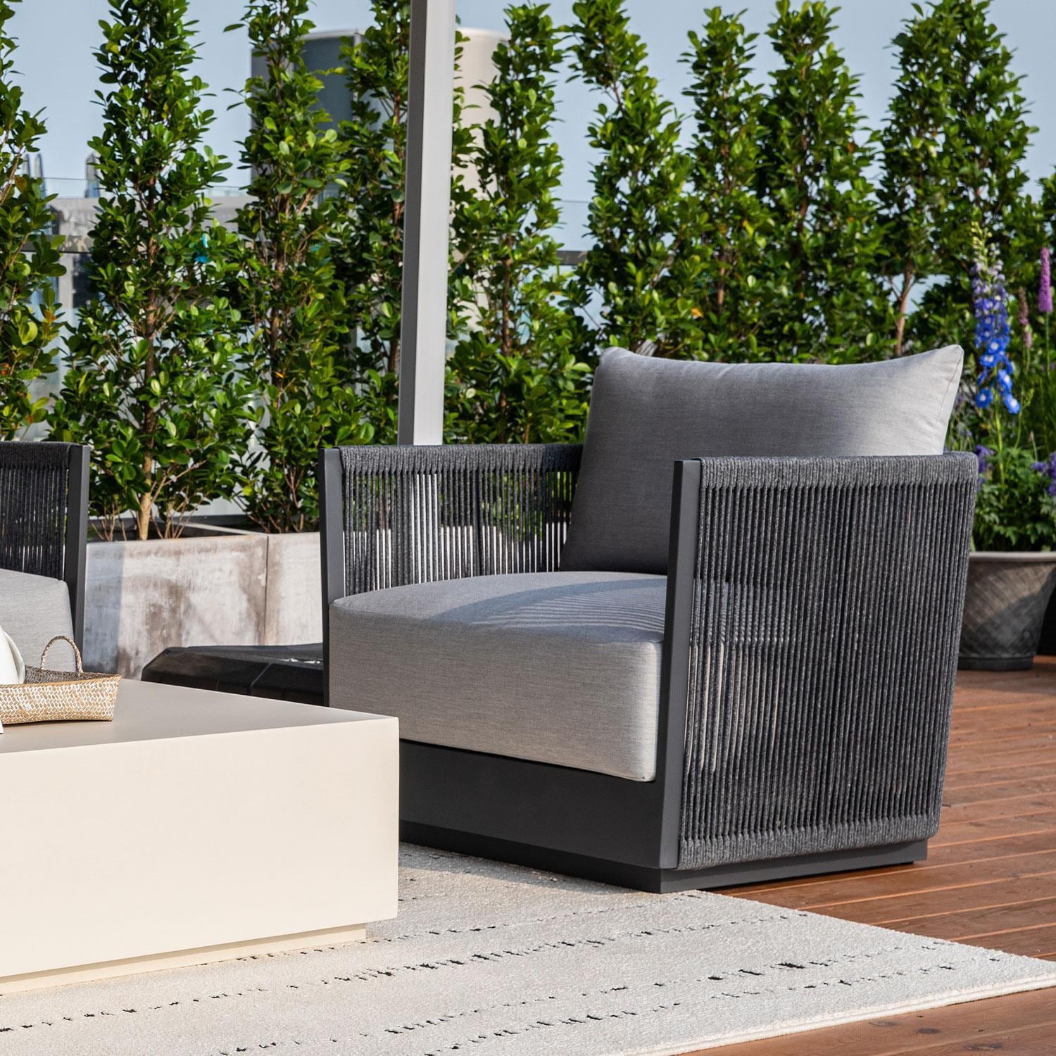 Elementi Capri Outdoor Aluminum Club Chair w/ Sunbrella Cushions