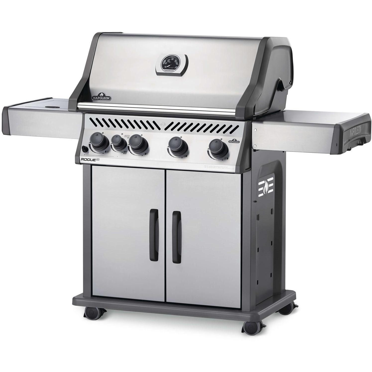 Napoleon Rogue RXT525SIBPSS-1 XT 525 SIB Propane Gas Grill with Infrared Side Burner - Stainless Steel - Right Side Angled View thumbnail