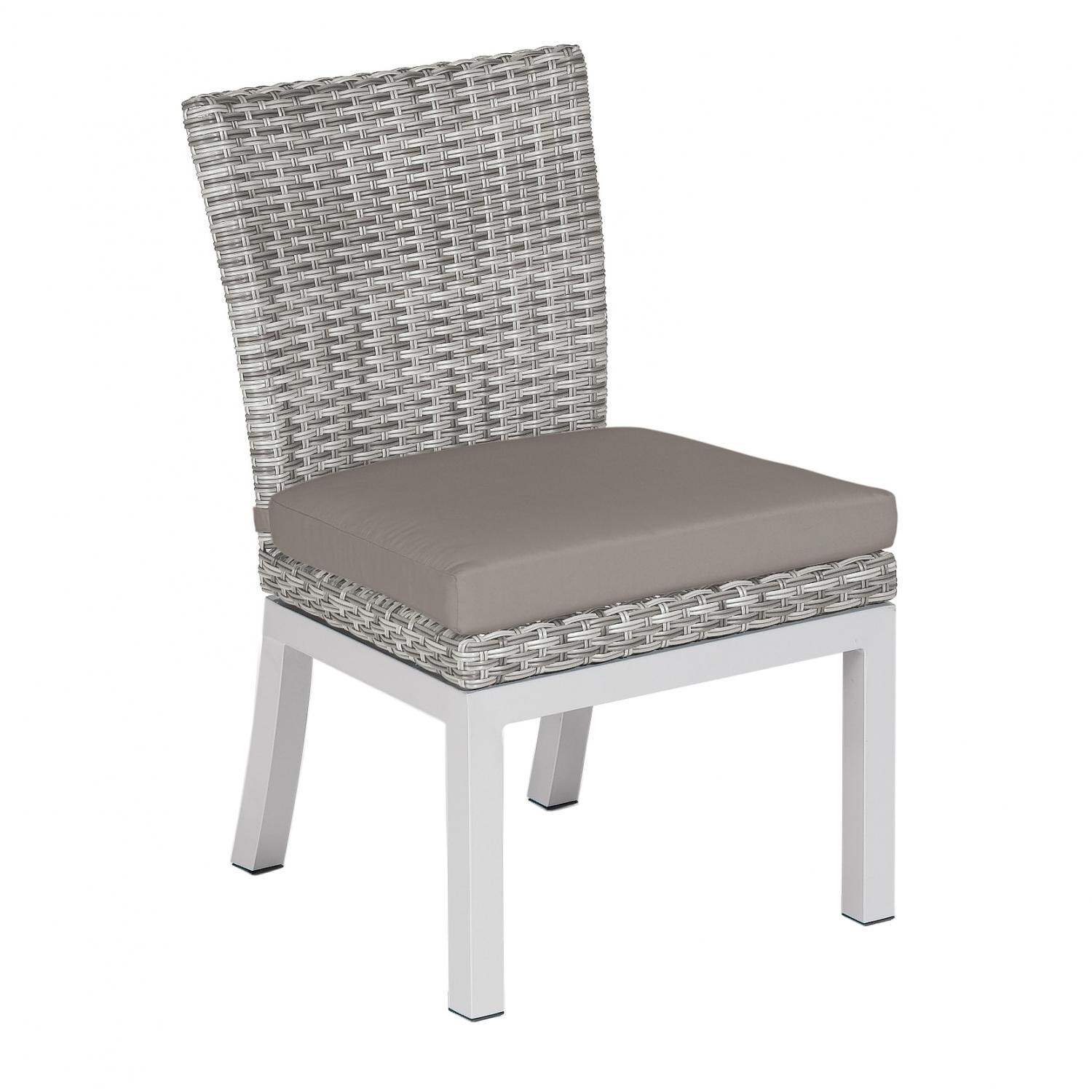 Argento Wicker Patio Dining Side Chair W/ Stone Cushion thumbnail