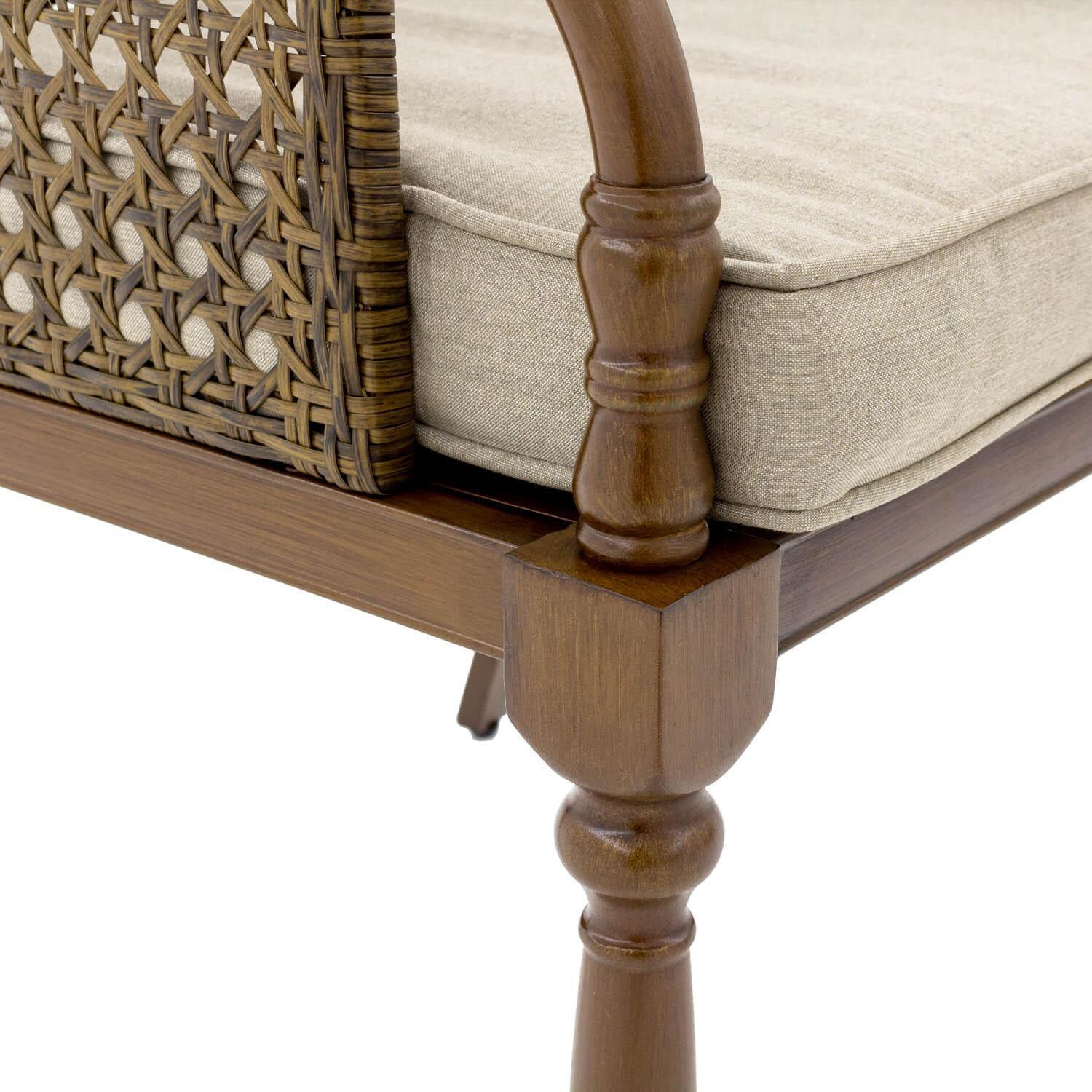 Arabella Aluminum Dining Chair W/ Sunbrella Cast Ash Cushion - Arm Detail thumbnail