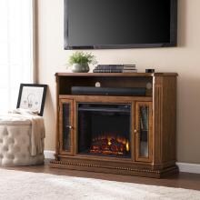 Southern Enterprises Atkinson 47-Inch Electric Fireplace Mantel - Rich Brown Oak - FE9352