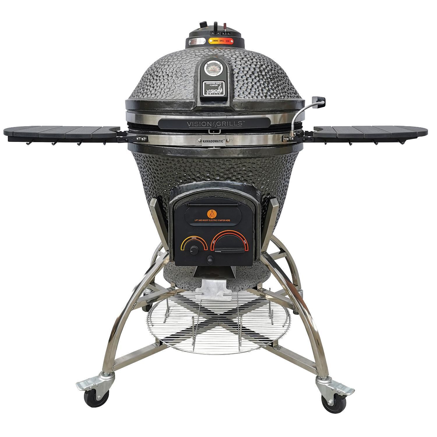 Vision XD-702MG Elite Series Kamado Grill - Cooking Grates Can Be Stored On Cart thumbnail