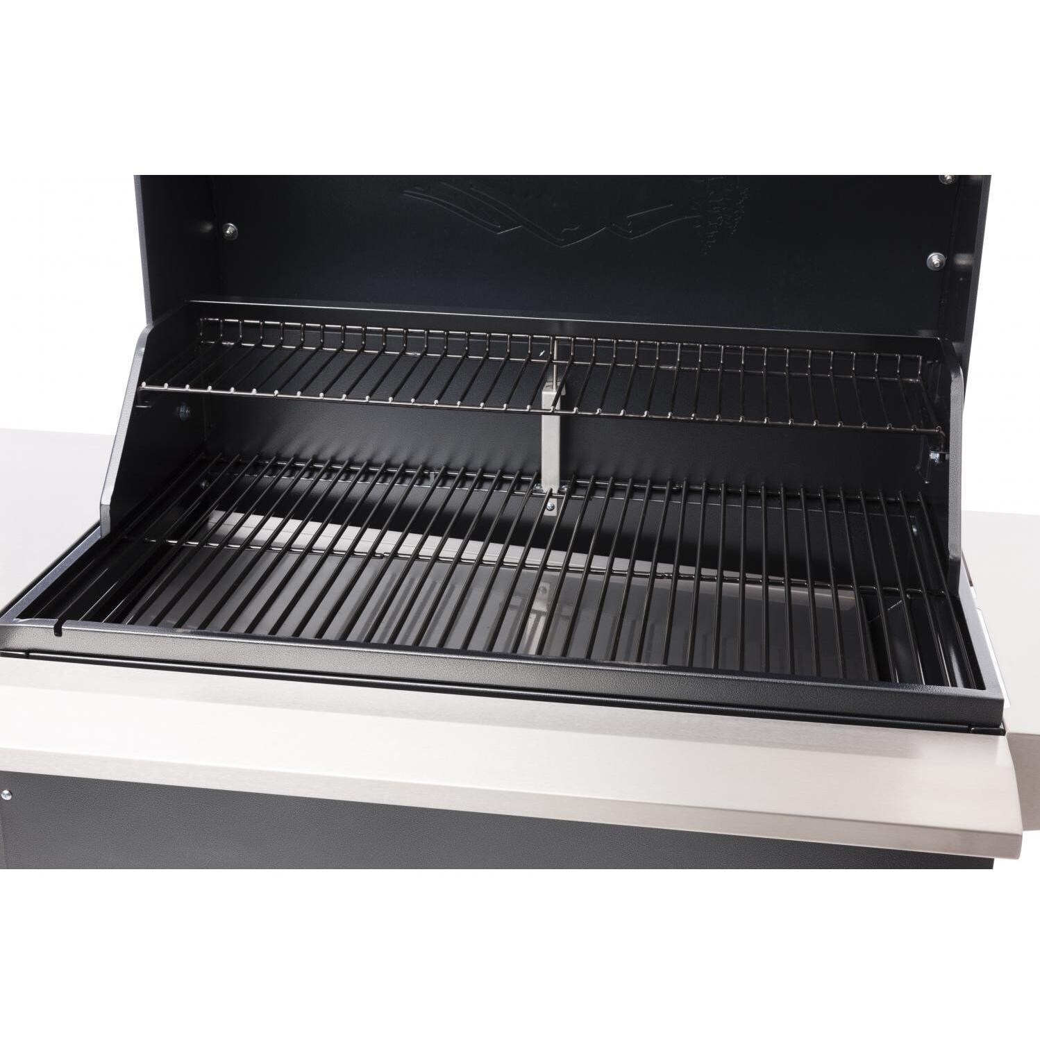 Traeger Select Pro Bronze Pellet Grill On Cart - Lid Open (Shown on Select Blue Pro Grill) thumbnail
