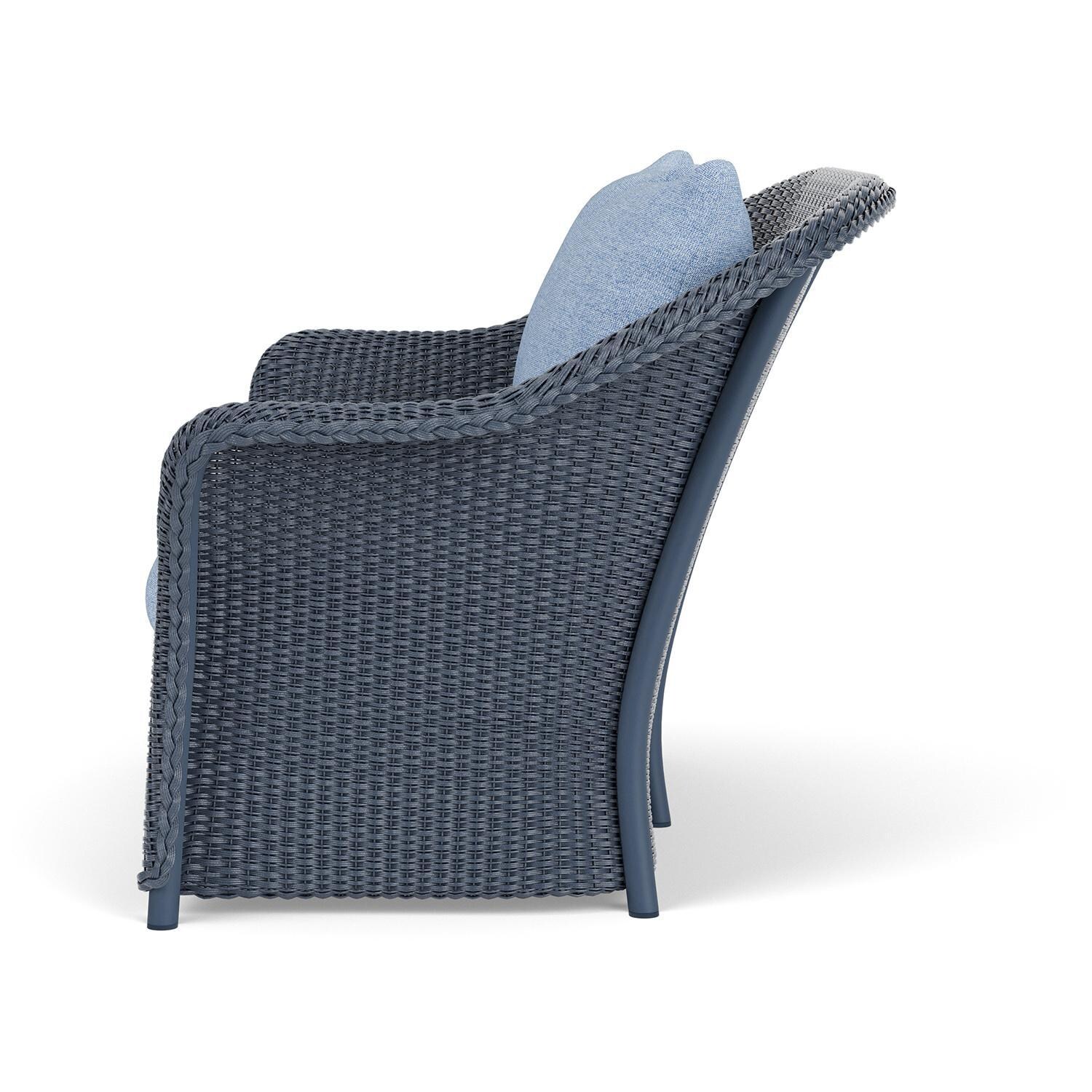 Lloyd Flanders Weekend Retreat Loveseat in Denim Blue Finish W/ Demo Skyway Fabric - Side thumbnail