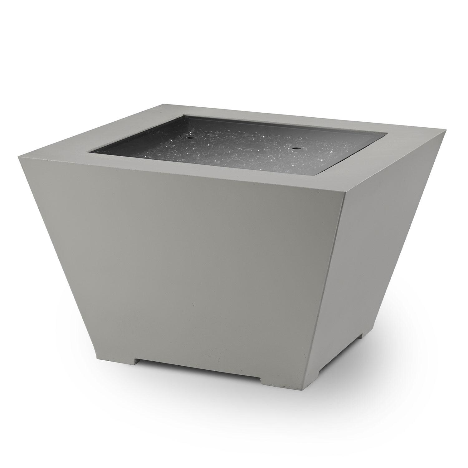 Cove 37 Inch Square GFRC Propane Fire Bowl in Natural Gray by The Outdoor GreatRoom Company - Cover - White Background thumbnail