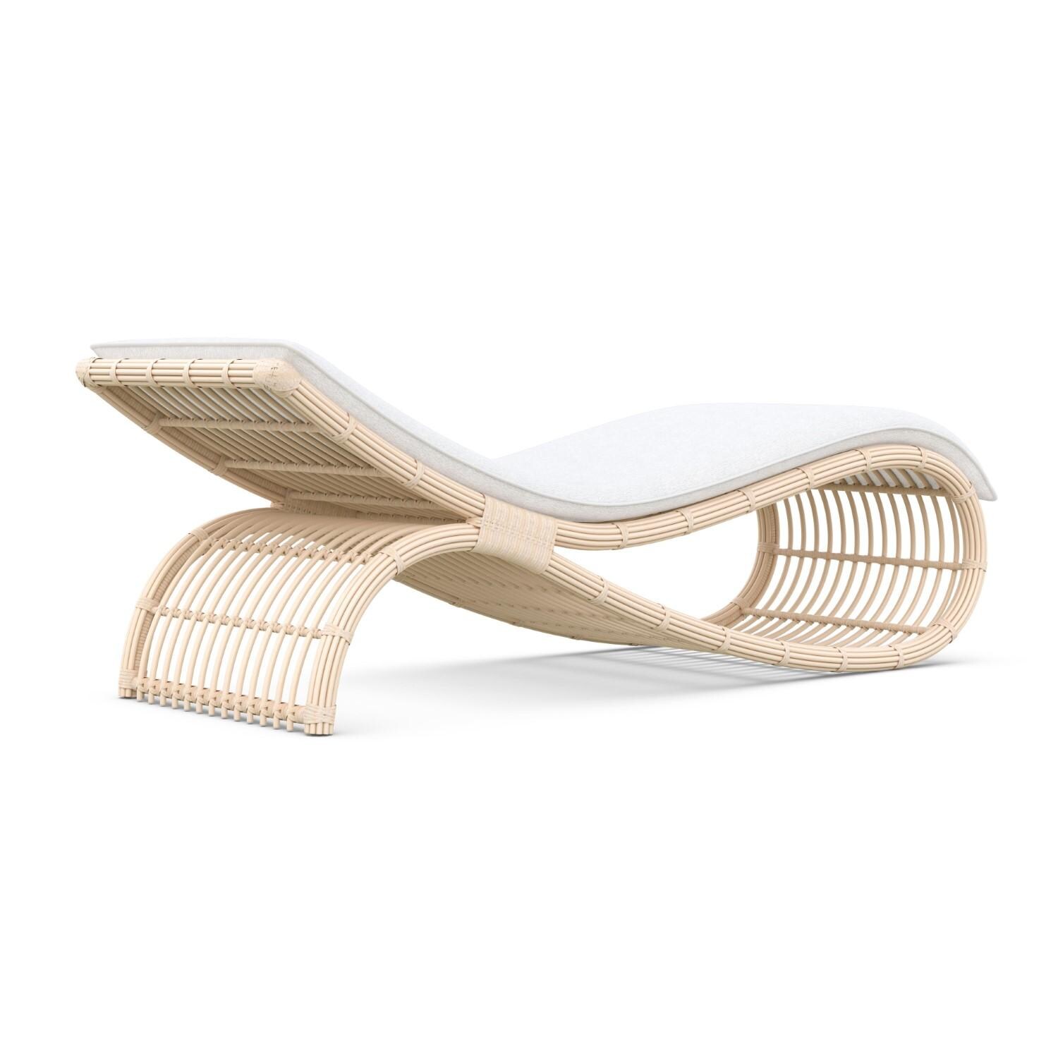 Azzurro Living PWAV-W05L1-CU Paloma Wicker Wave Lounge Chair in Almond/Cloud - Back - White Background thumbnail