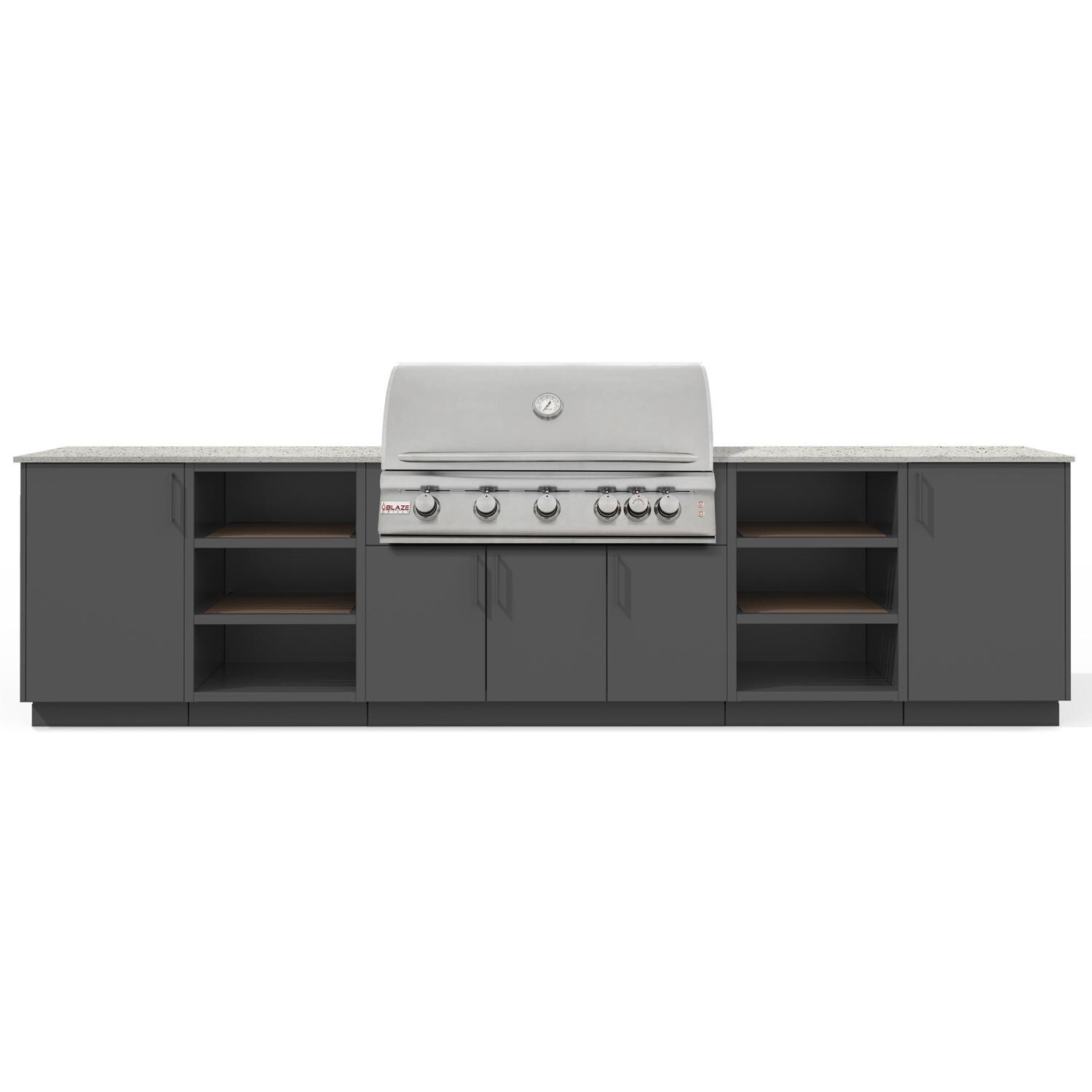 Urban Bonfire Savannah 40 Outdoor Kitchen w/ Blaze LTE Natural Gas Grill, Keon Dekton Countertop & Anthracite Finish - B-Savannah-40-Blaze-Keon-Anthracite
