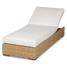 Leucadia Wicker Patio Chaise Lounge W/ Sunbrella Canvas Flax Cushions By Sunset West image