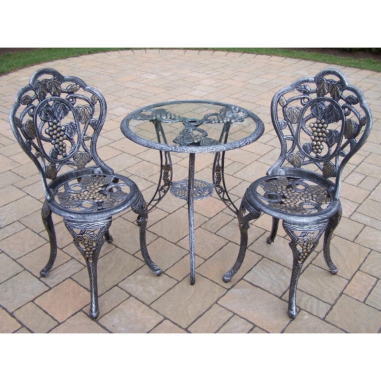 Oakland Living Vineyard 2Person Cast Aluminum Patio Bistro Set With