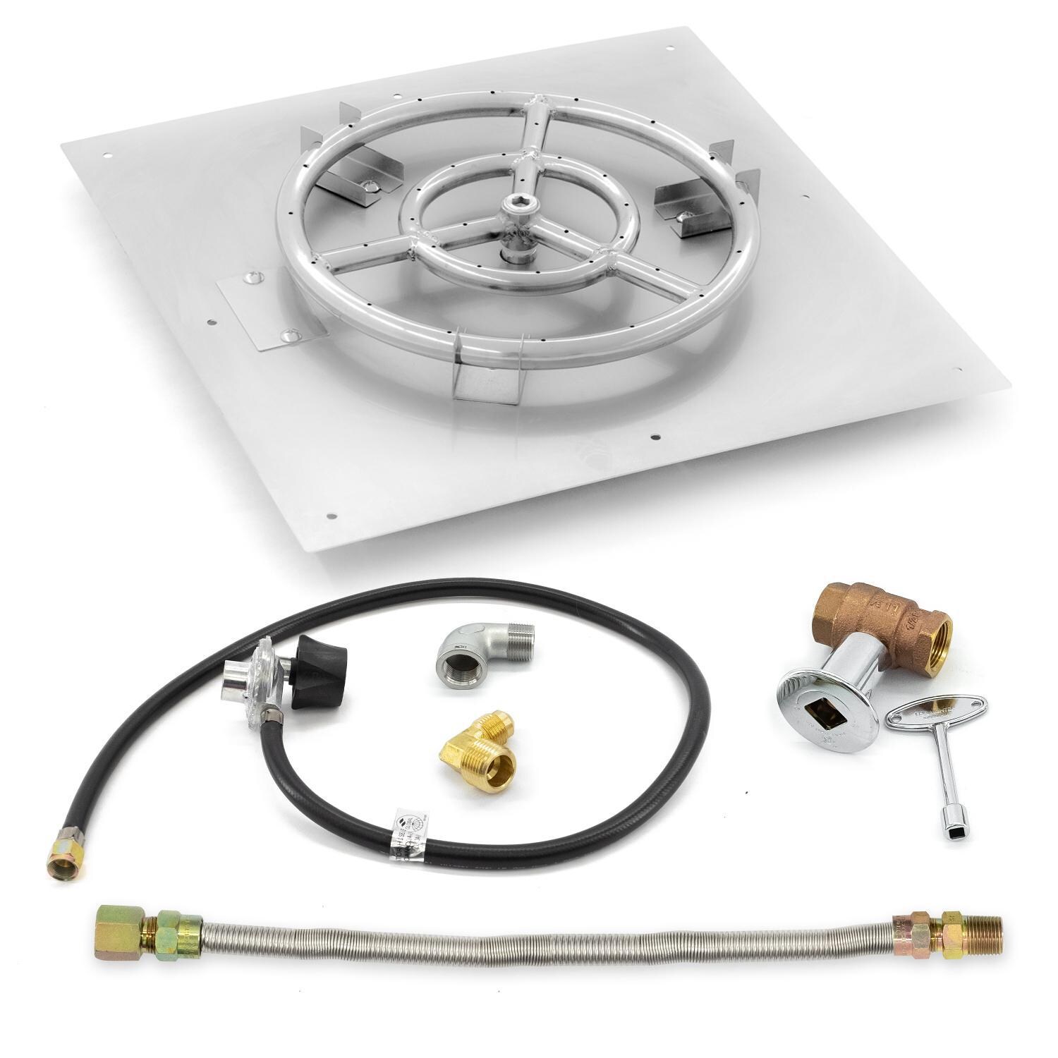 BBQGuys Signature 18-Inch Square Flat Pan W/ 12-Inch Propane Ring Burner & Connection Kit image