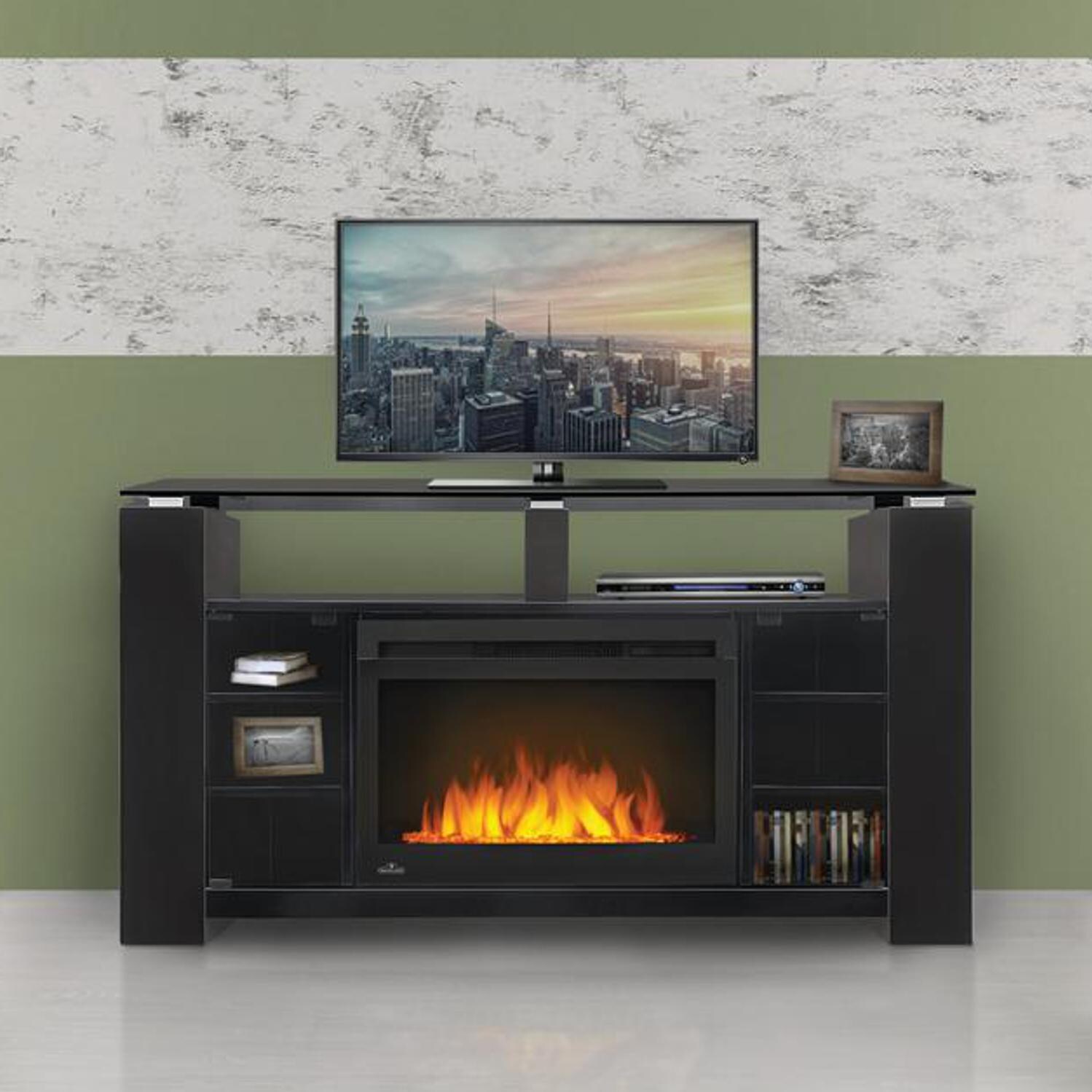 Napoleon NEFP27-1015B 60-inch Foley Electric Fireplace Media Console - Glossy Black - Lifestyle thumbnail