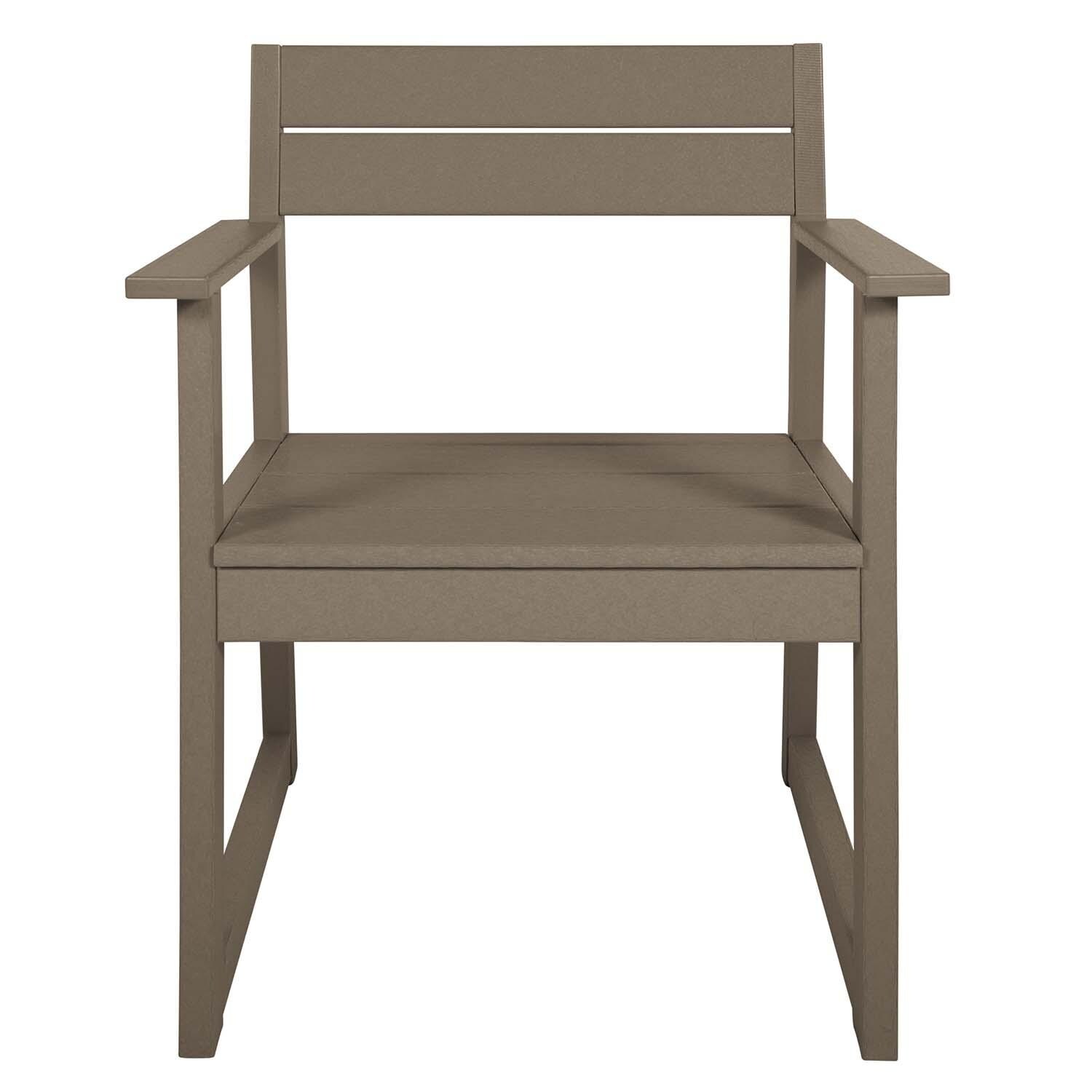Hazel Cove Recycled Plastic Dining Arm Chair in Cabana Tan by Lakeview Outdoor Designs - White Background thumbnail