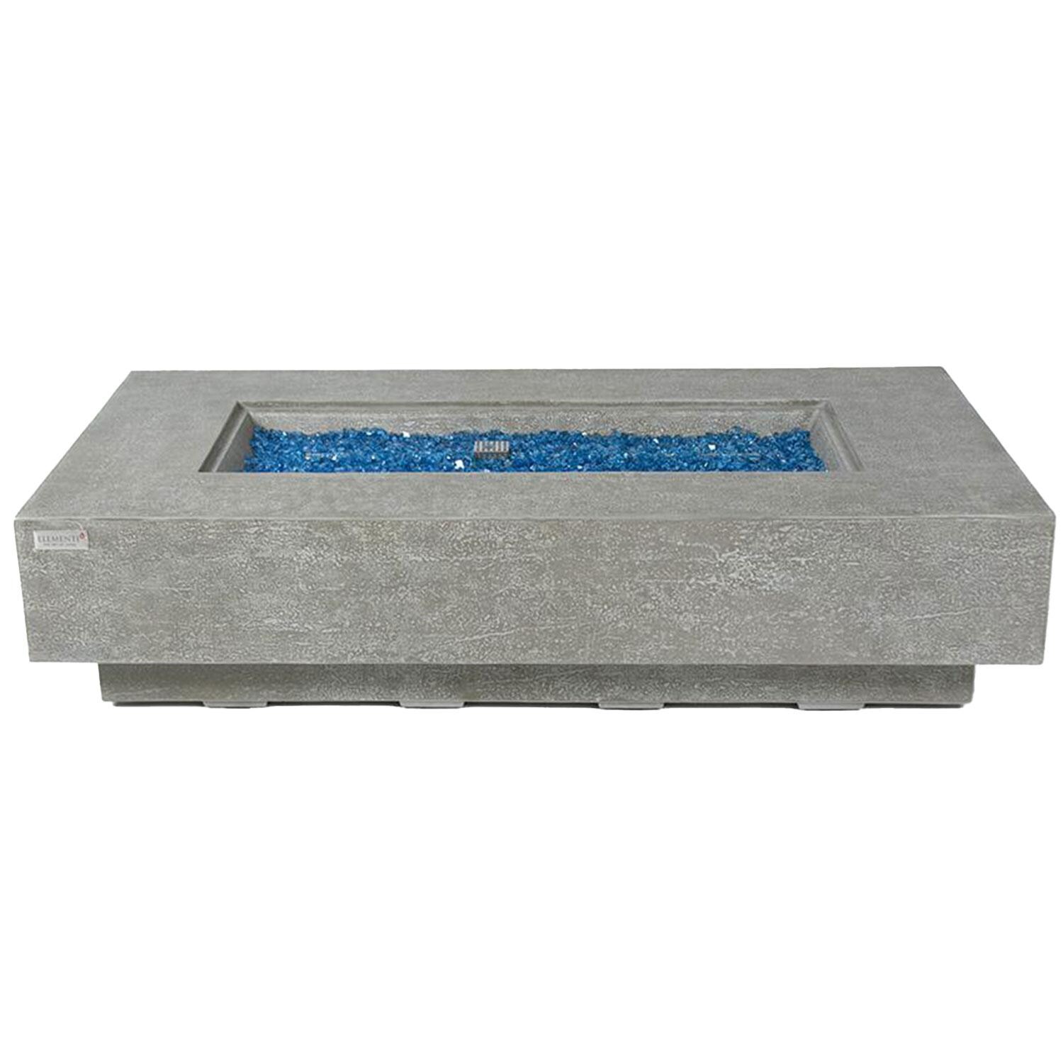 Riviera OFG415LG-LP 60 Inch Rectangular Concrete Propane Fire Pit Table in Gray By Elementi - Display - White Background thumbnail