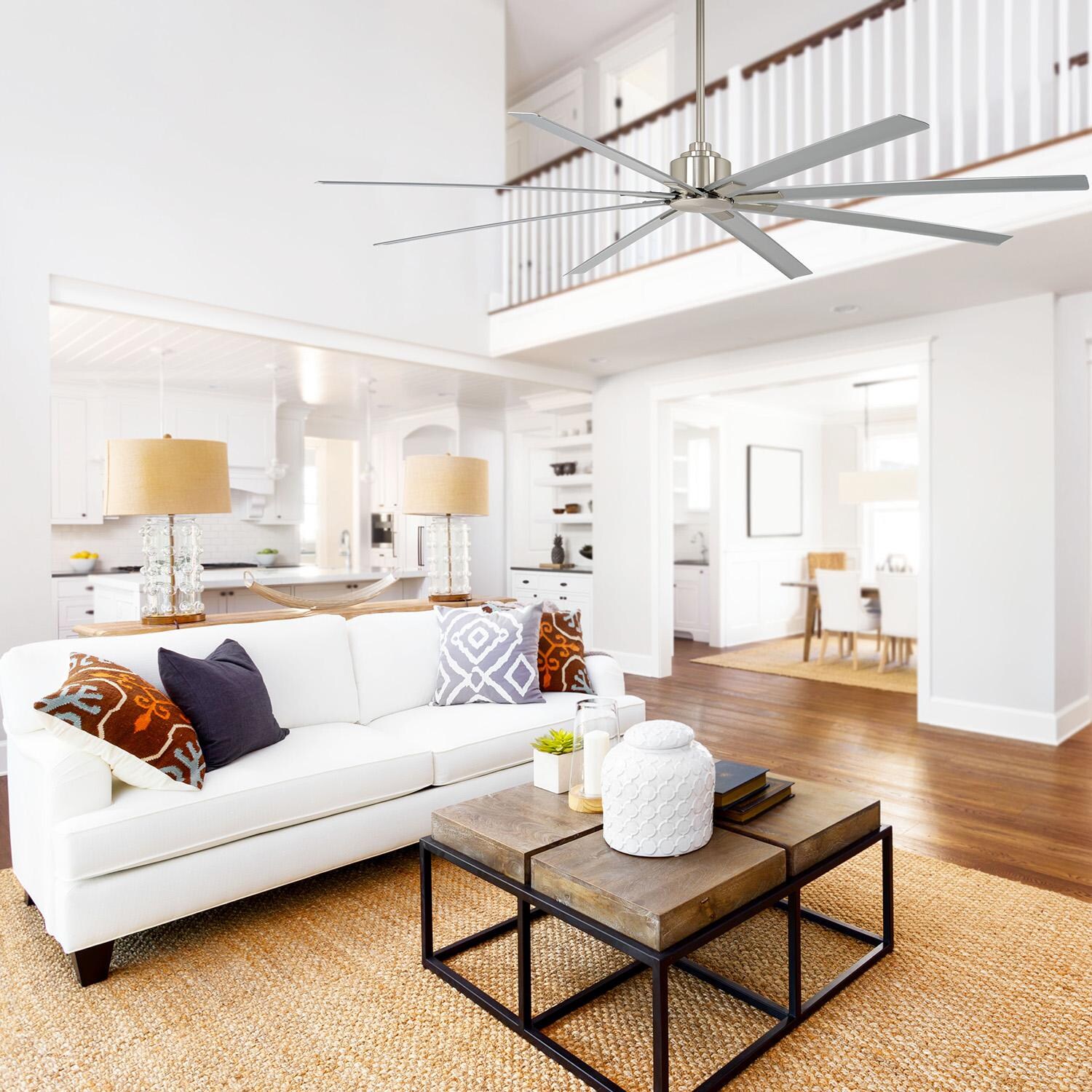 Minka-Aire F896-65-BNW Xtreme H2O 65-Inch 8-Blade Ceiling Fan in Brushed Nickel Finish w/ Silver Blades - Lifestyle thumbnail