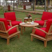 Anderson Teak Brianna Teak 4-Person Patio Deep Seating Set W/ Club Chairs & Round Tables