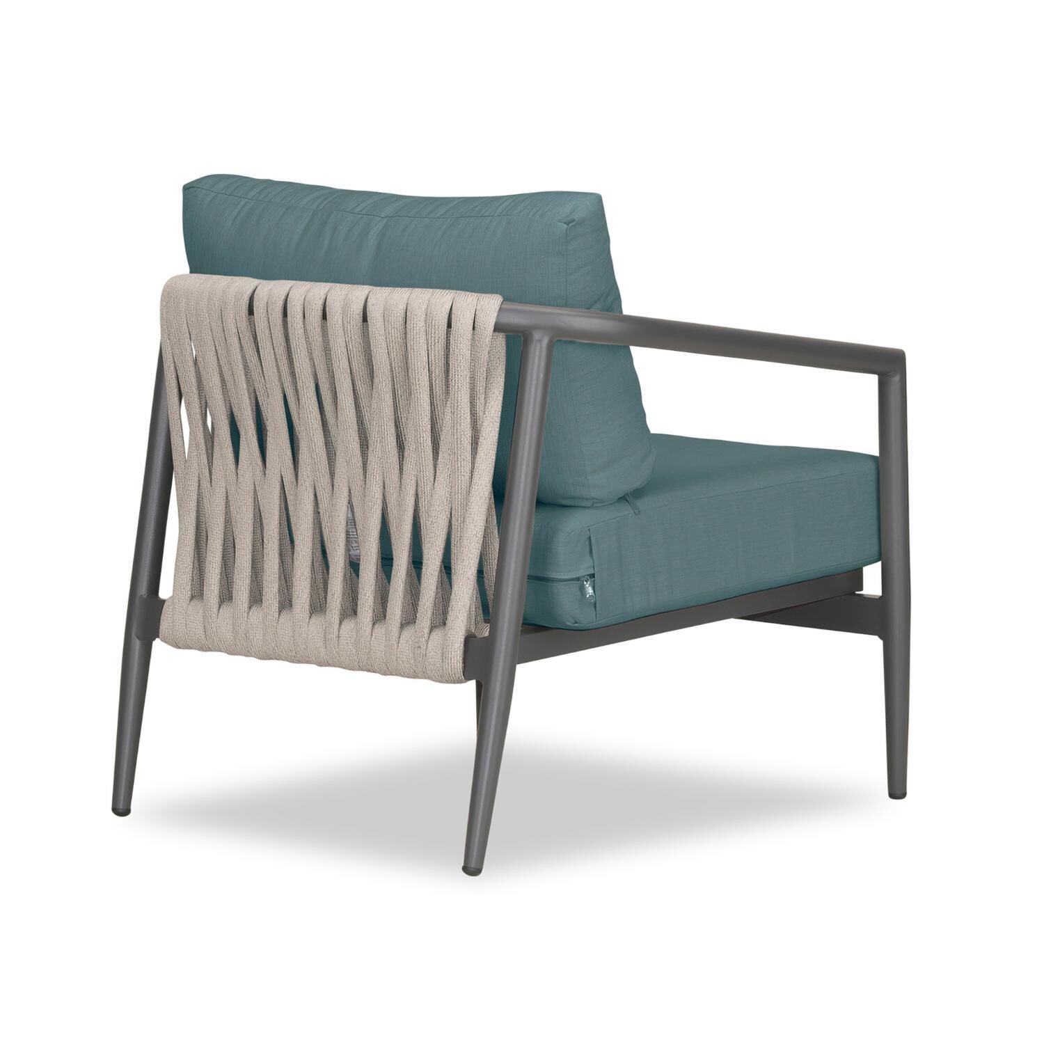 Lakeview Midnight Cove Aluminum Club Chair Rocking in Slate/Pebble Gray/Cast Lagoon - Back Right - White Background thumbnail
