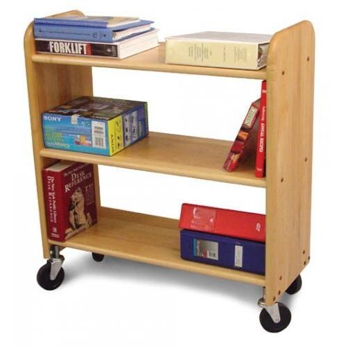 Library Book Truck Natural Maple - Flat Shelves
