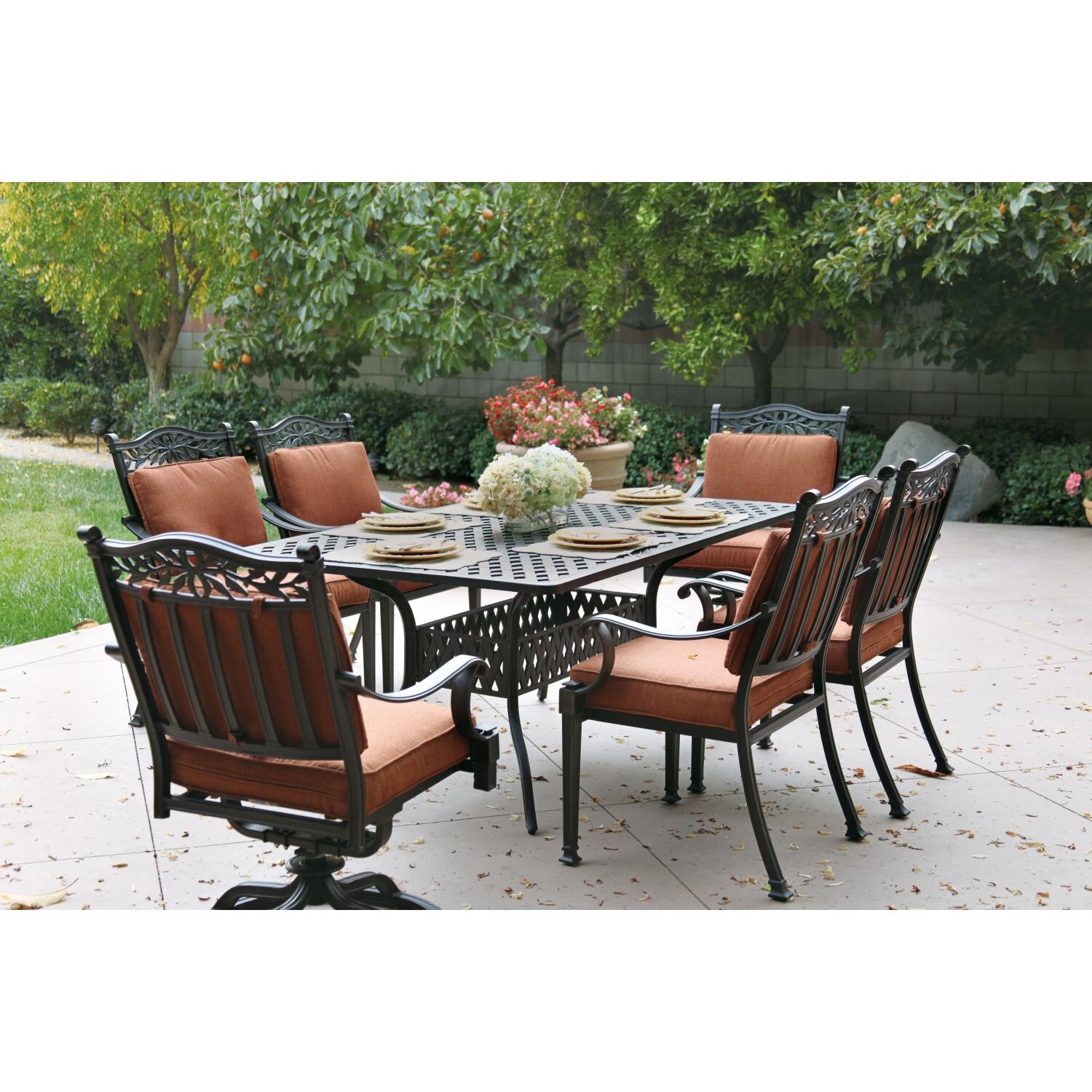 Darlee Charleston 6-Person Patio Dining Set - Antique Bronze thumbnail