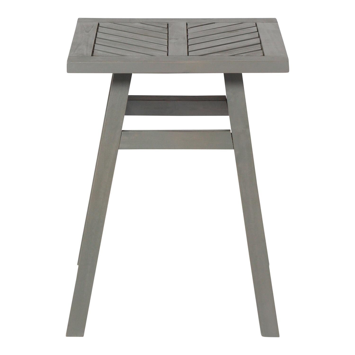 Ultimate Patio Wishlake 18 Inch Square Acacia Patio End Table - Gray Wash - Front View thumbnail