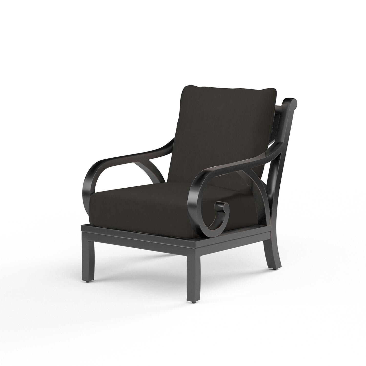 Monterey Aluminum Patio Club Chair in Spectrum Carbon w/ Self Welt By Sunset West