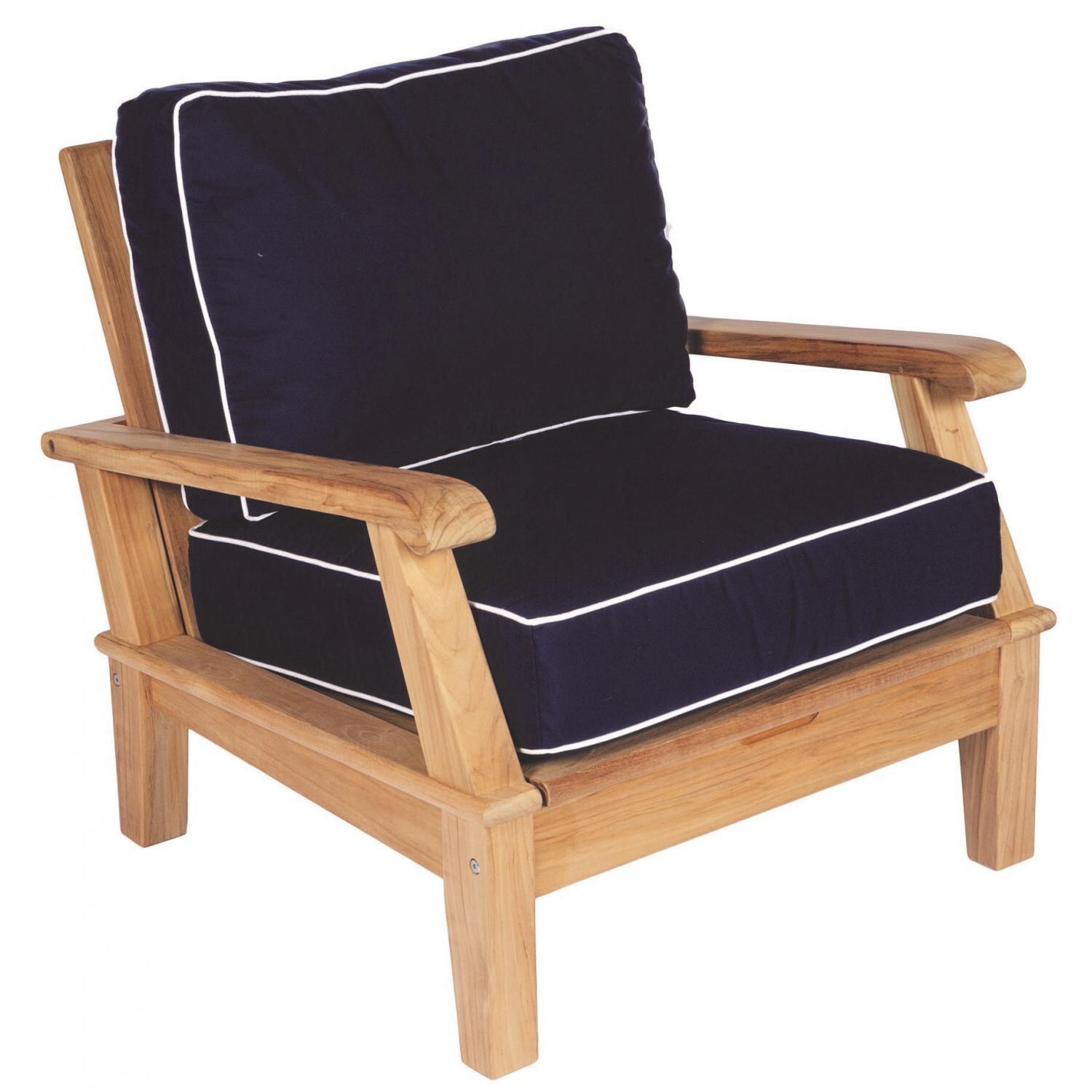 Royal Teak Collection Miami 4 Pc Teak Seating Set in Canvas Navy - Chair - White Background thumbnail