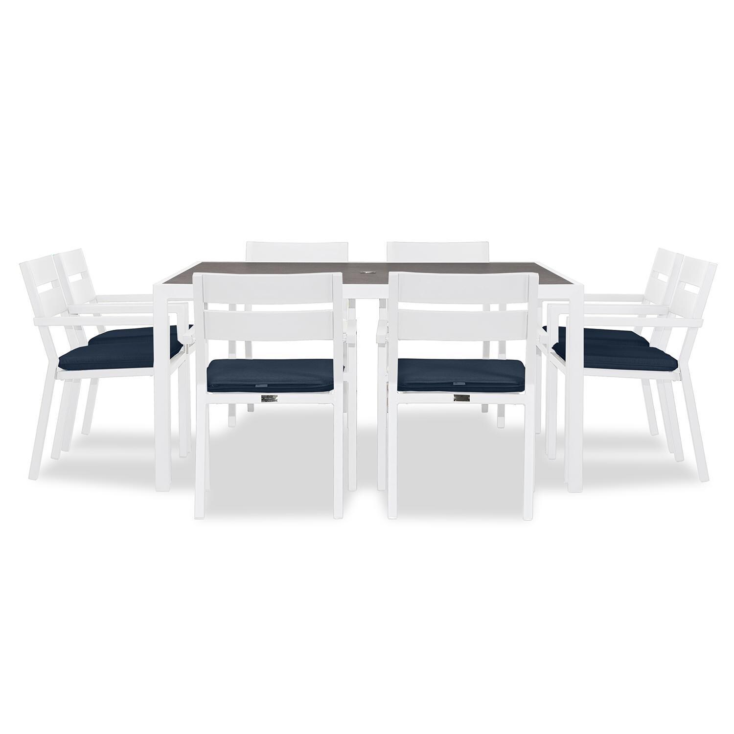 Calm Bay 9 Pc Square Dining Set in White/Spectrum Indigo by Lakeview - White Background 3 thumbnail