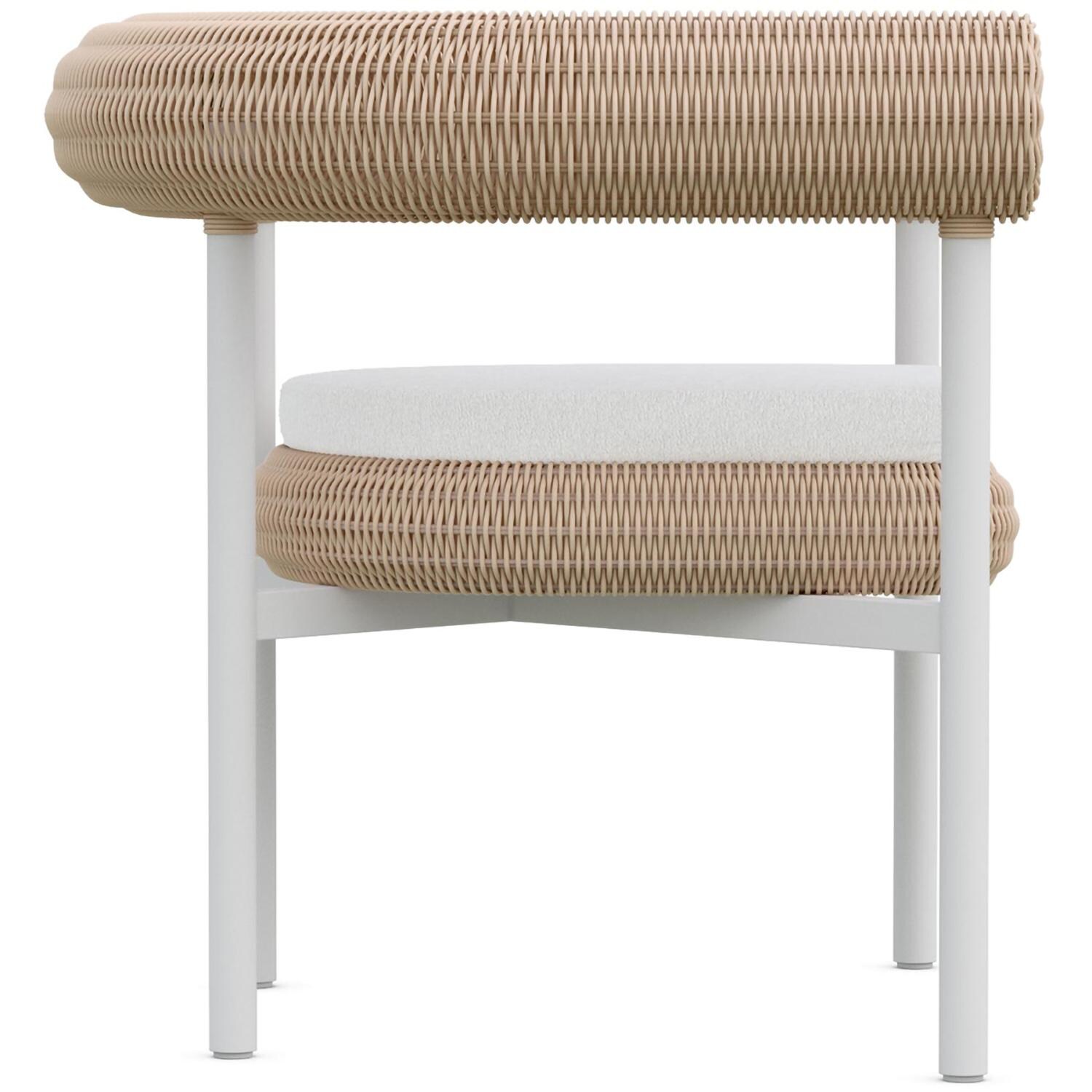 Azzurro Living Texoma Wicker Dining Chair in Almond/Cloud - Side - White Background thumbnail