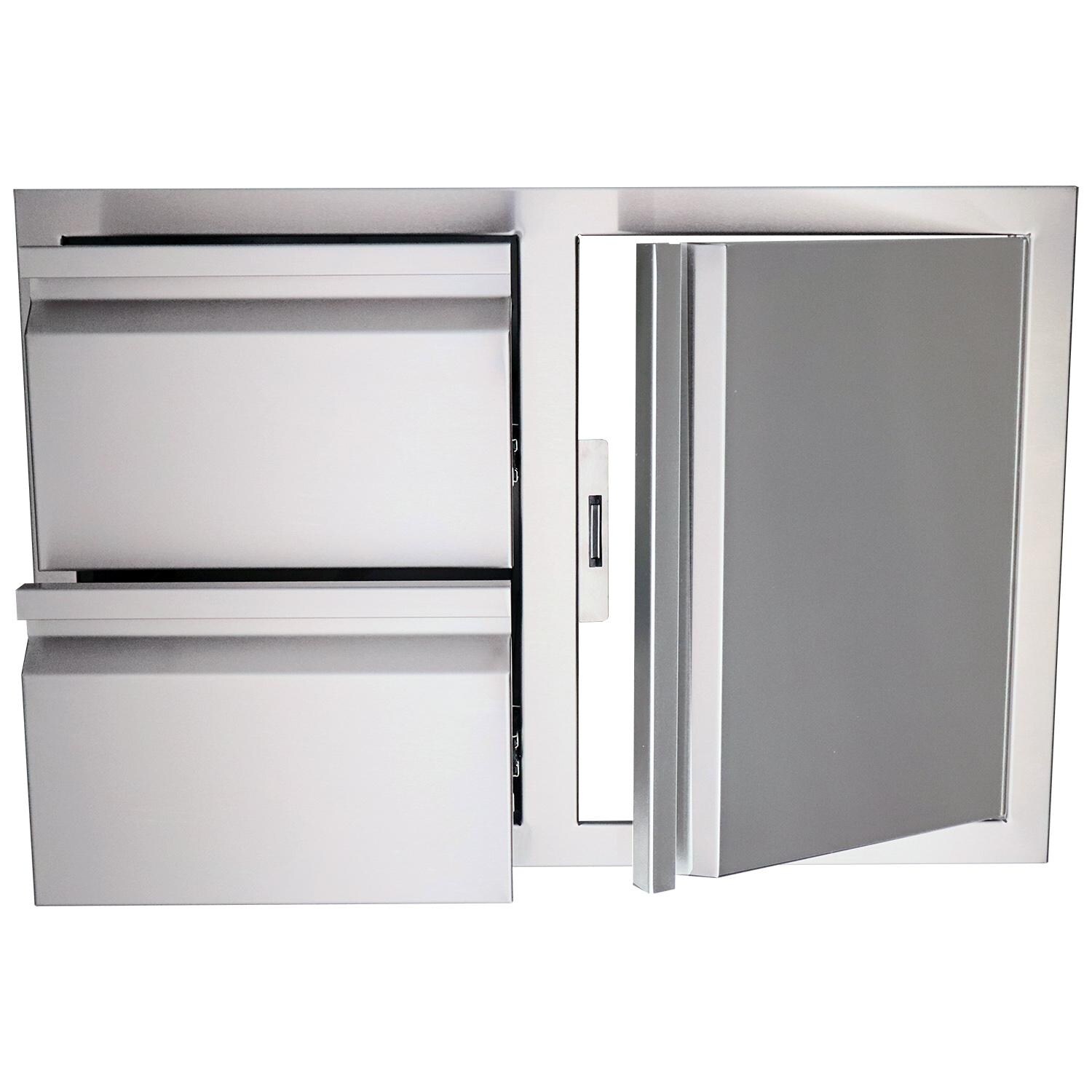 RCS Valiant Series 33-Inch Stainless Steel Access Door & Double Drawer Combo - Open thumbnail