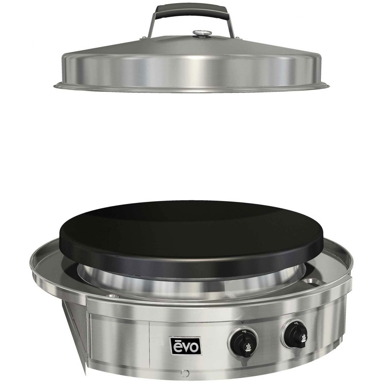 EVO 10-0055-LP-C Affinity 30G Built-In Flattop Propane Gas Grill w/ Non-Stick Ceramic Clad Coating - W/ Lid Off - White Background thumbnail